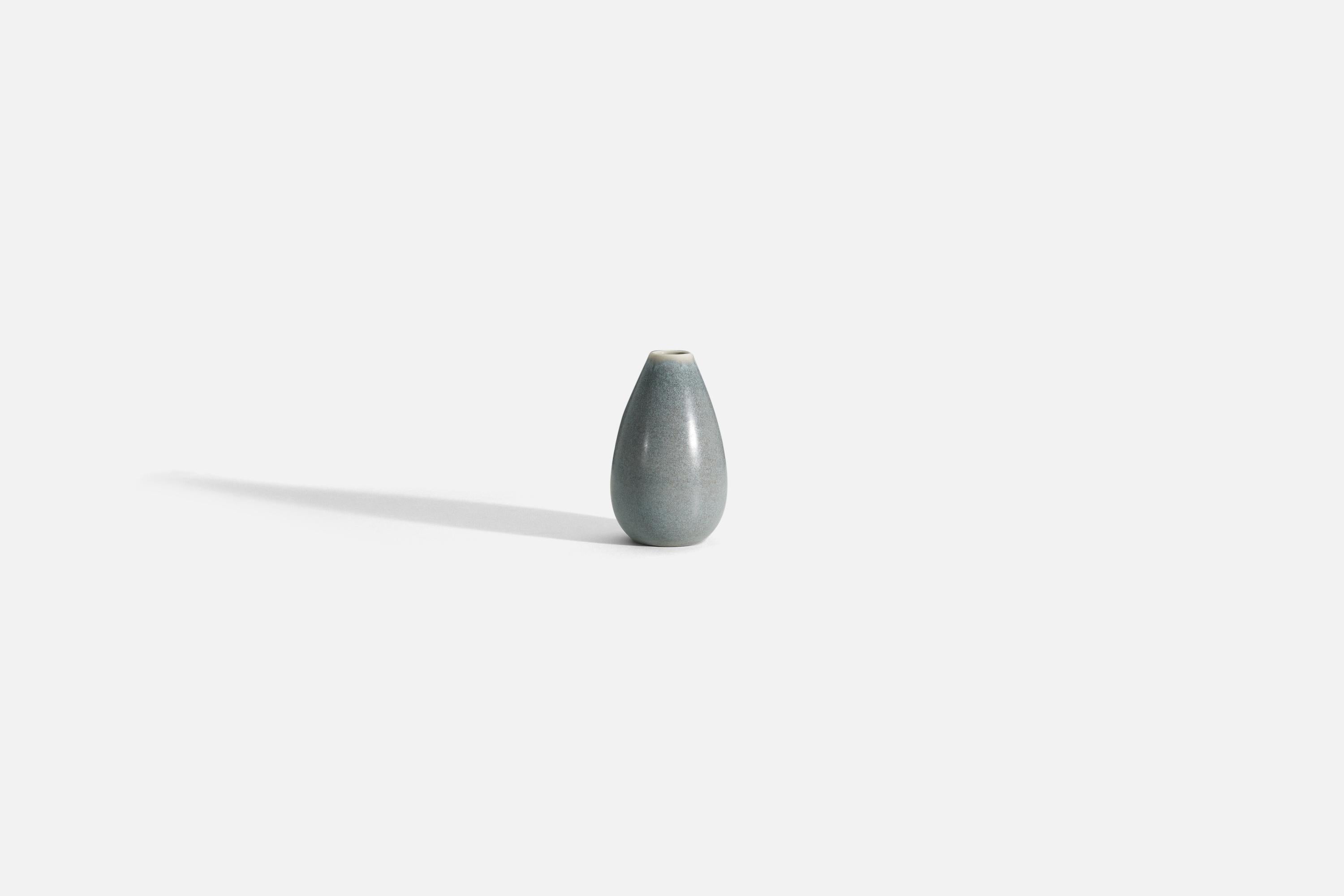 Suédois Inger & Erich Triller, Vase, grès émaillé bleu, Tobo, Suède, années 1950 en vente