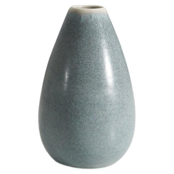 Inger & Erich Triller, Vase, Blue-Glazed Stoneware, Tobo, Sweden, 1950s For Sale