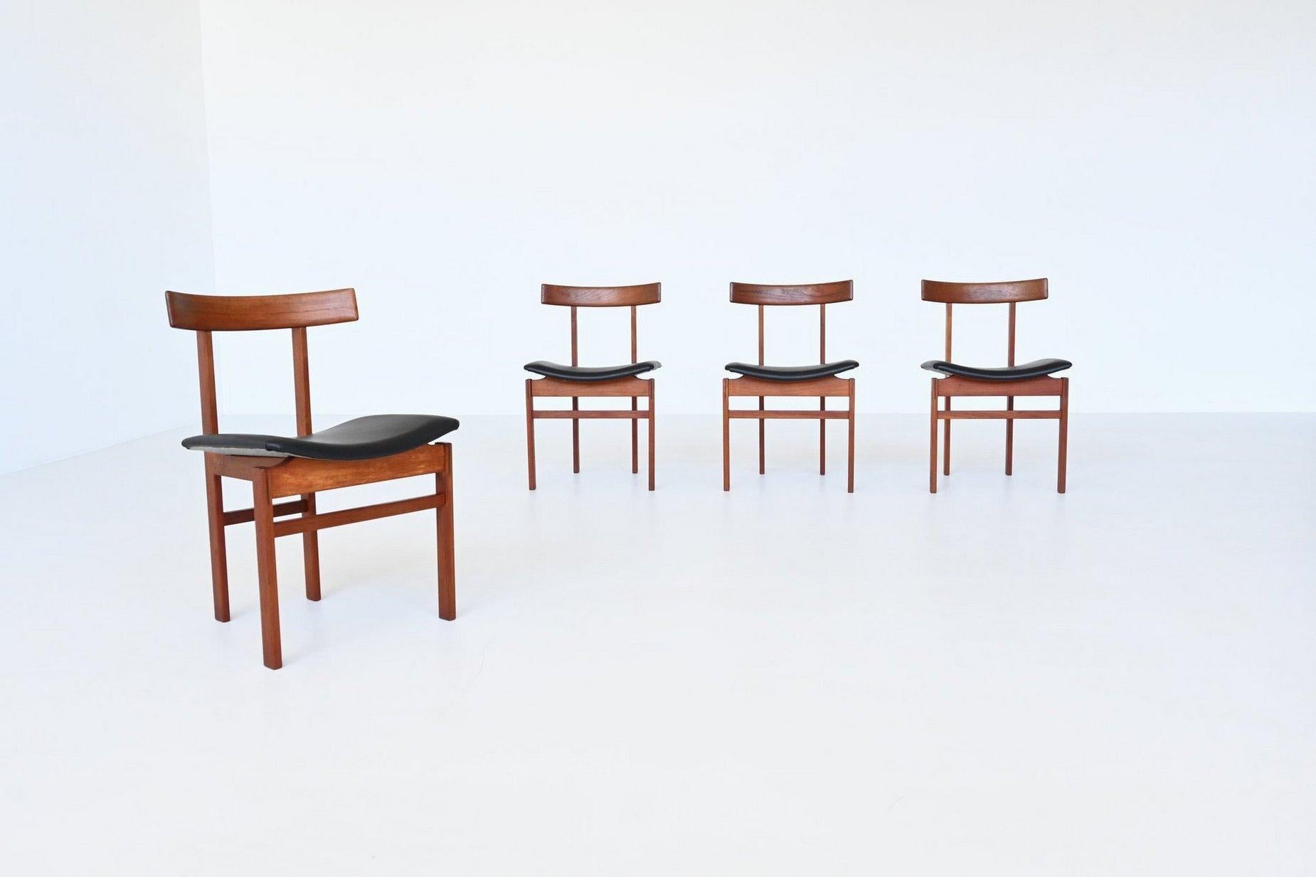 Mid-20th Century Inger Klingenberg dining chairs teak France & Son Denmark 1960 For Sale