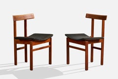 Inger Klingenberg, Dining Room Chairs, Teak, Leather, Denmark, 1960s