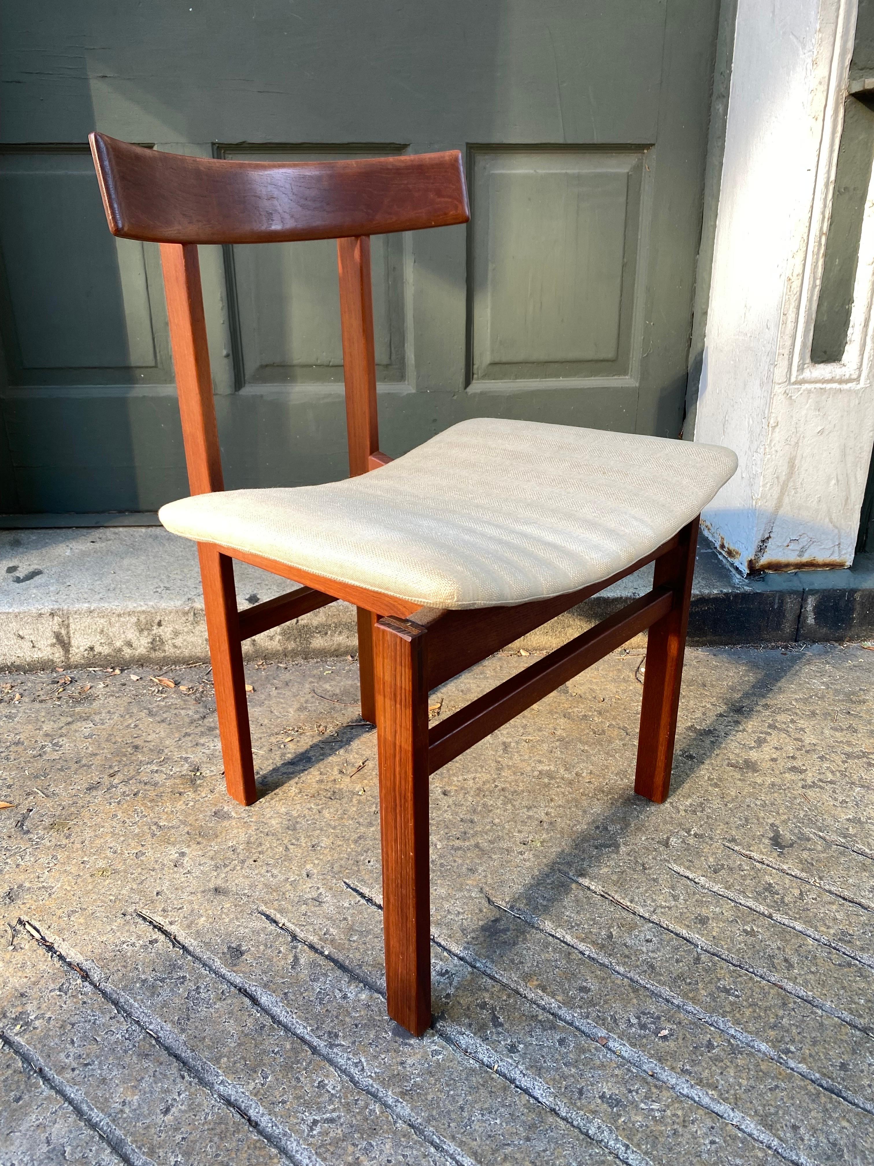 Inger Klingenberg for France & Son Teak Dining or Desk Chair.  Chair is very solid!  Overall very clean, needs new upholstery on seat.  Hard Chair to find!  Perfect for a Desk or add to your dining Set!
