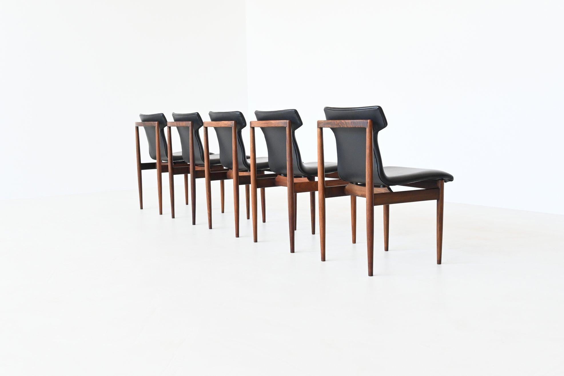 Mid-20th Century Inger Klingenberg Rosewood Dining Chairs Fristho, the Netherlands, 1960
