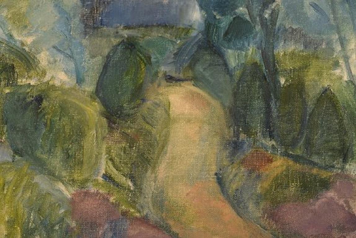 Swedish Inger Manne '1911-2008', Sweden, Oil on Canvas, Modernist Landscape, Dated 1973