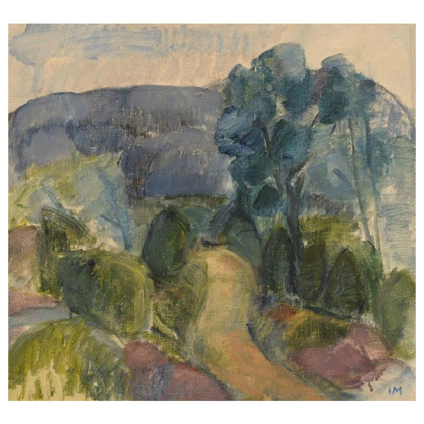 Inger Manne '1911-2008', Sweden, Oil on Canvas, Modernist Landscape, Dated 1973