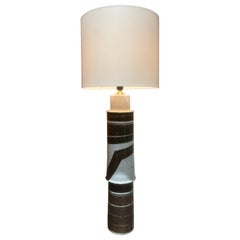 Inger Persson Enameled Tall Ceramic Lamp, Sweden, 1970