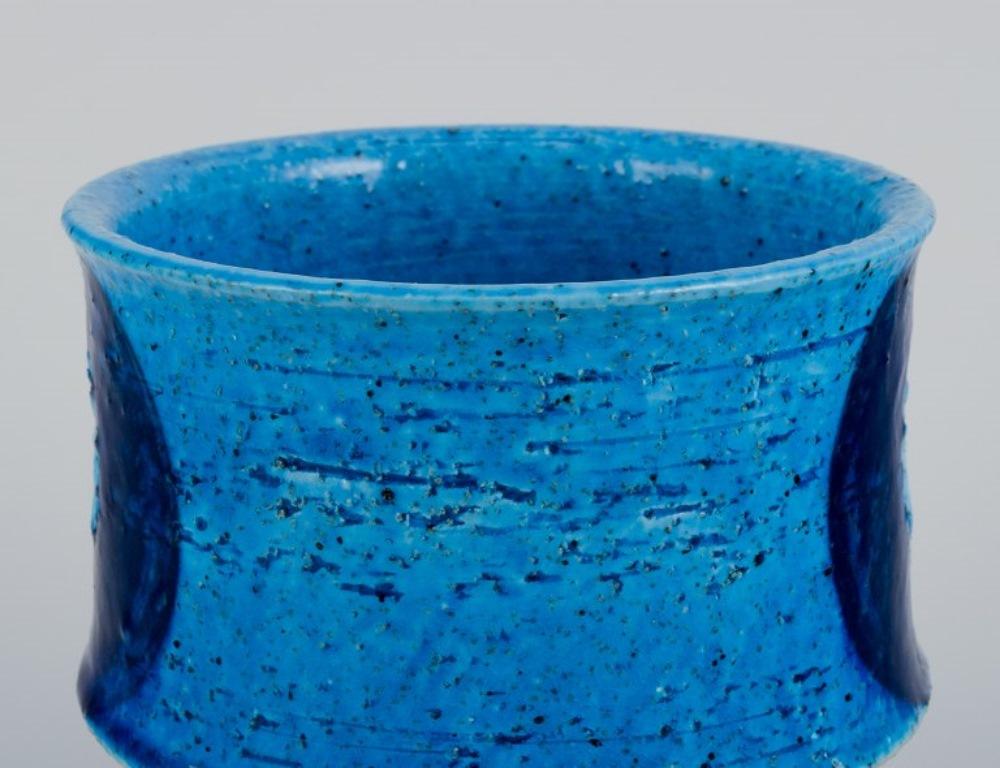 Glazed Inger Persson for Rörstrand Atelje, Sweden. Ceramic vase with blue-toned glaze.  For Sale