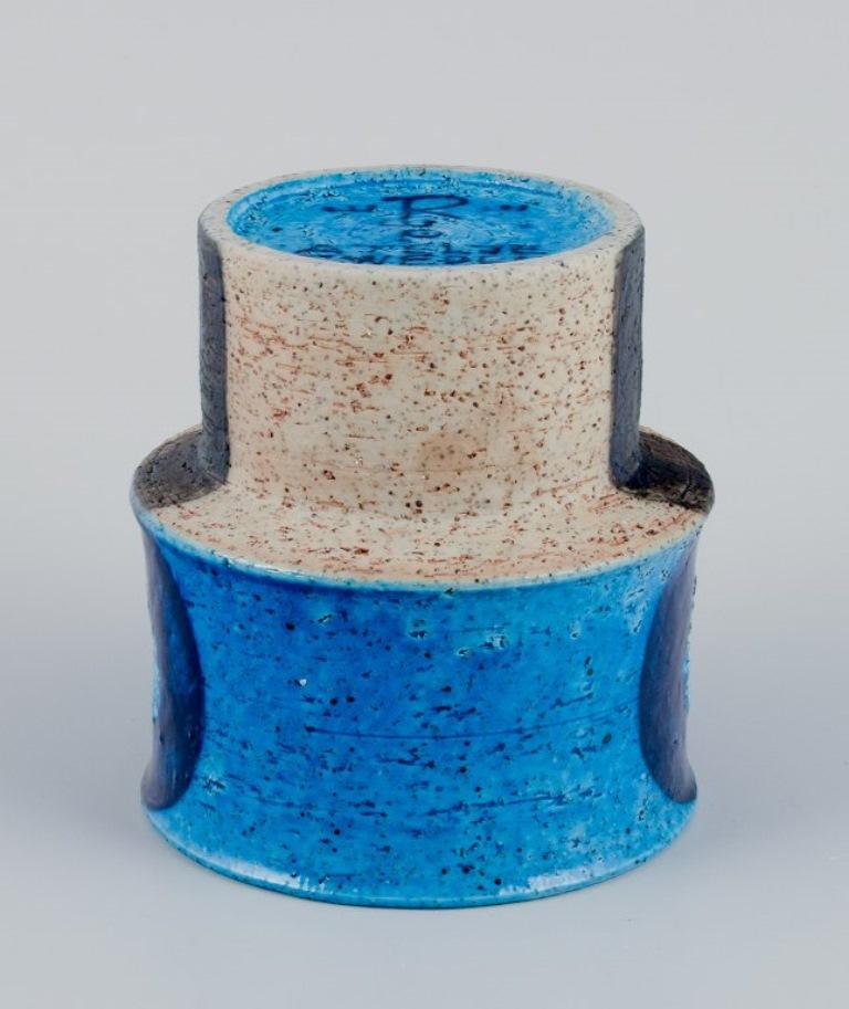 Late 20th Century Inger Persson for Rörstrand Atelje, Sweden. Ceramic vase with blue-toned glaze.  For Sale