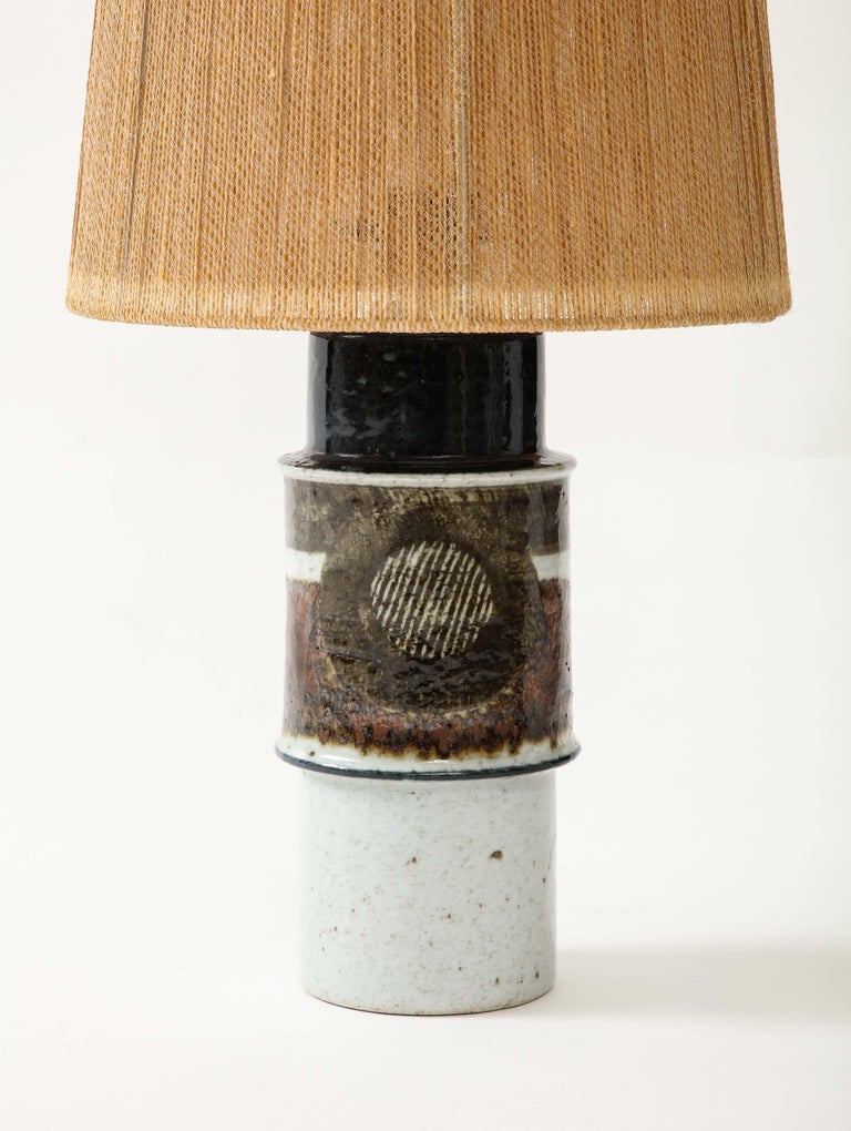 Inger Persson, Lamp and Rope Shade, Rörstrand C. 1970, Signed: Ip Ateljé  Sweden For Sale at 1stDibs