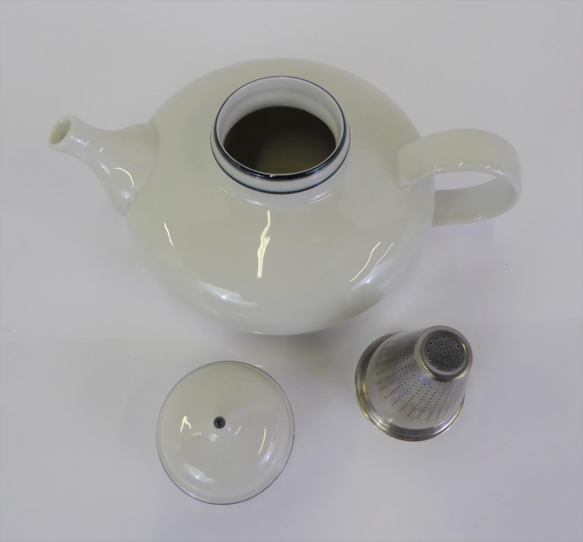 Scandinavian Modern Inger Persson POP Mid-Century Modern Ceramic Teapot w/ Strainer Rorstrand 1960s