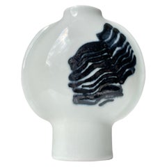 Inger Persson, vase décoratif Rörstrand blanc et noir, Suède, années 1960