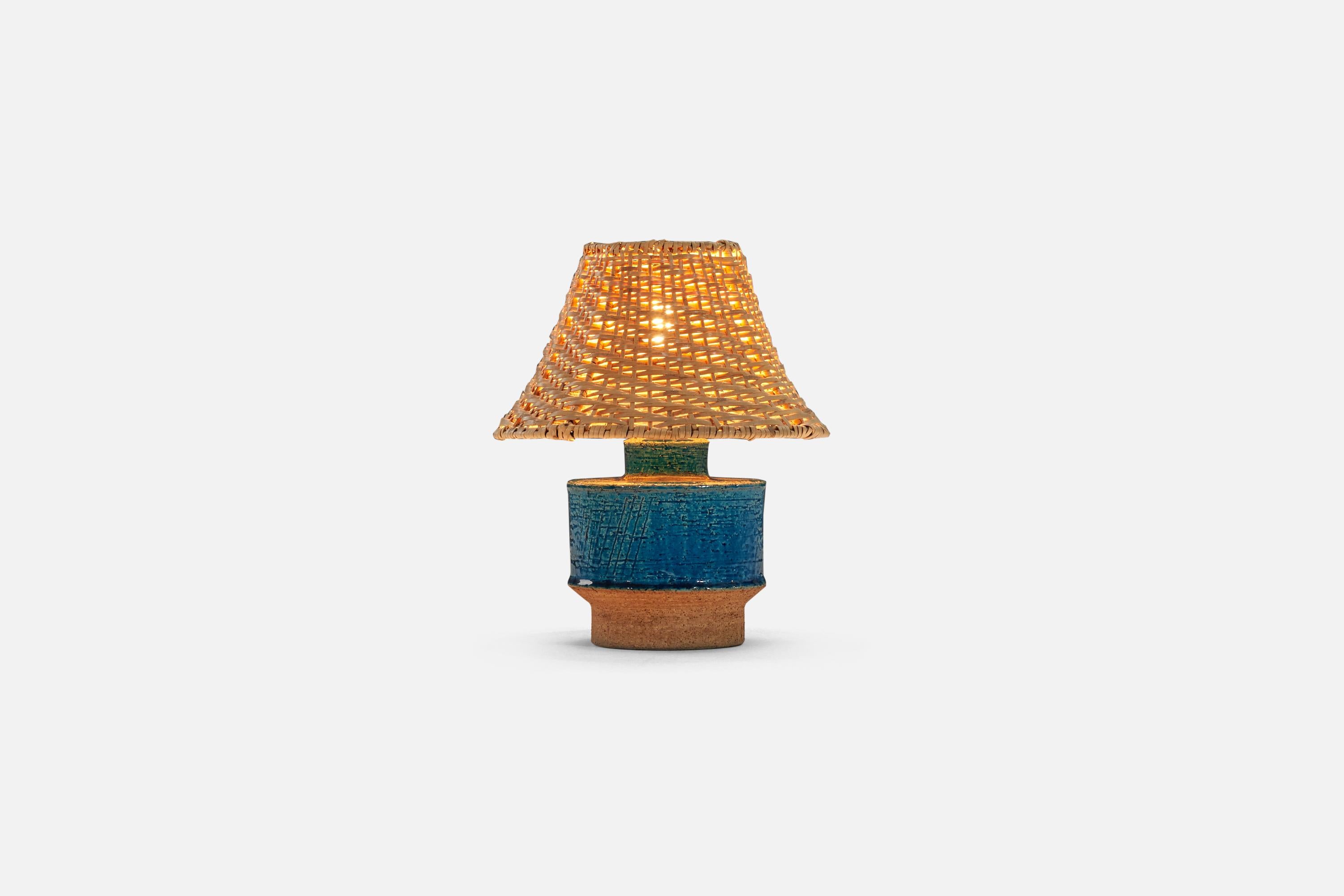 Swedish Inger Persson, Table Lamp, Glazed Stoneware, Rörstrand, Sweden, 1960s For Sale