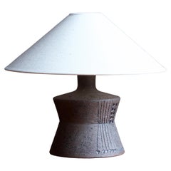 Inger Persson, Unique Table Lamp, Grey / Brown Stoneware, Rörstand, Sweden 1960s
