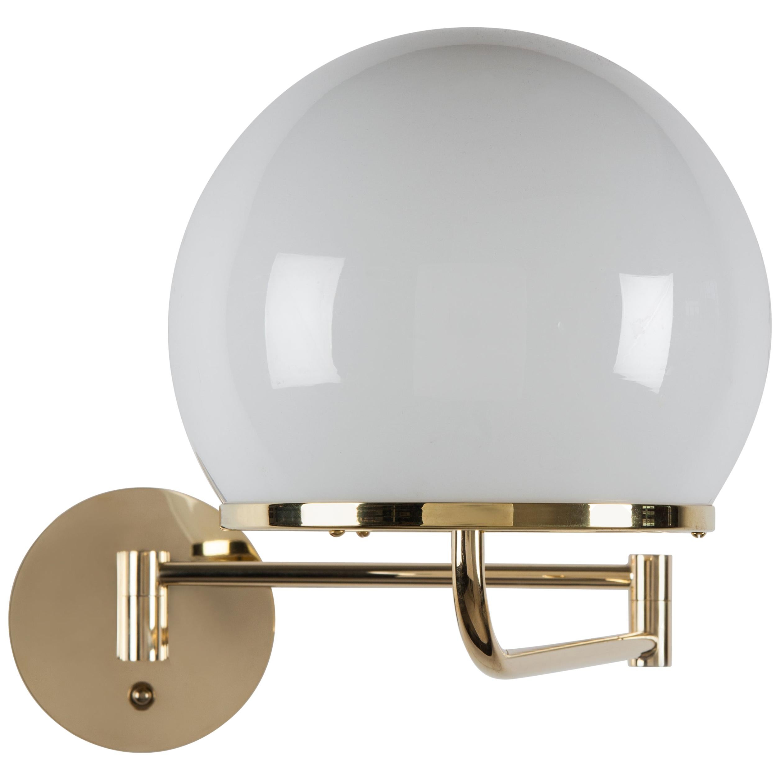 Ingersoll Adjustable Swing Arm Sconce with Milk Glass Shade by Remains Lighting