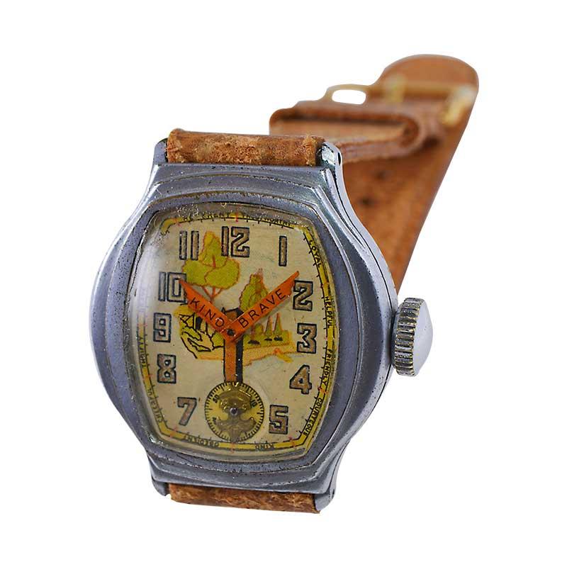 Rare montre Art Déco Boy Scout avec bracelet de boussole d'origine d'Ingersoll en vente 2