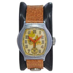 Seltene, Art-Déco- Scout-Uhr von Ingersoll mit Original-Kompassarmband