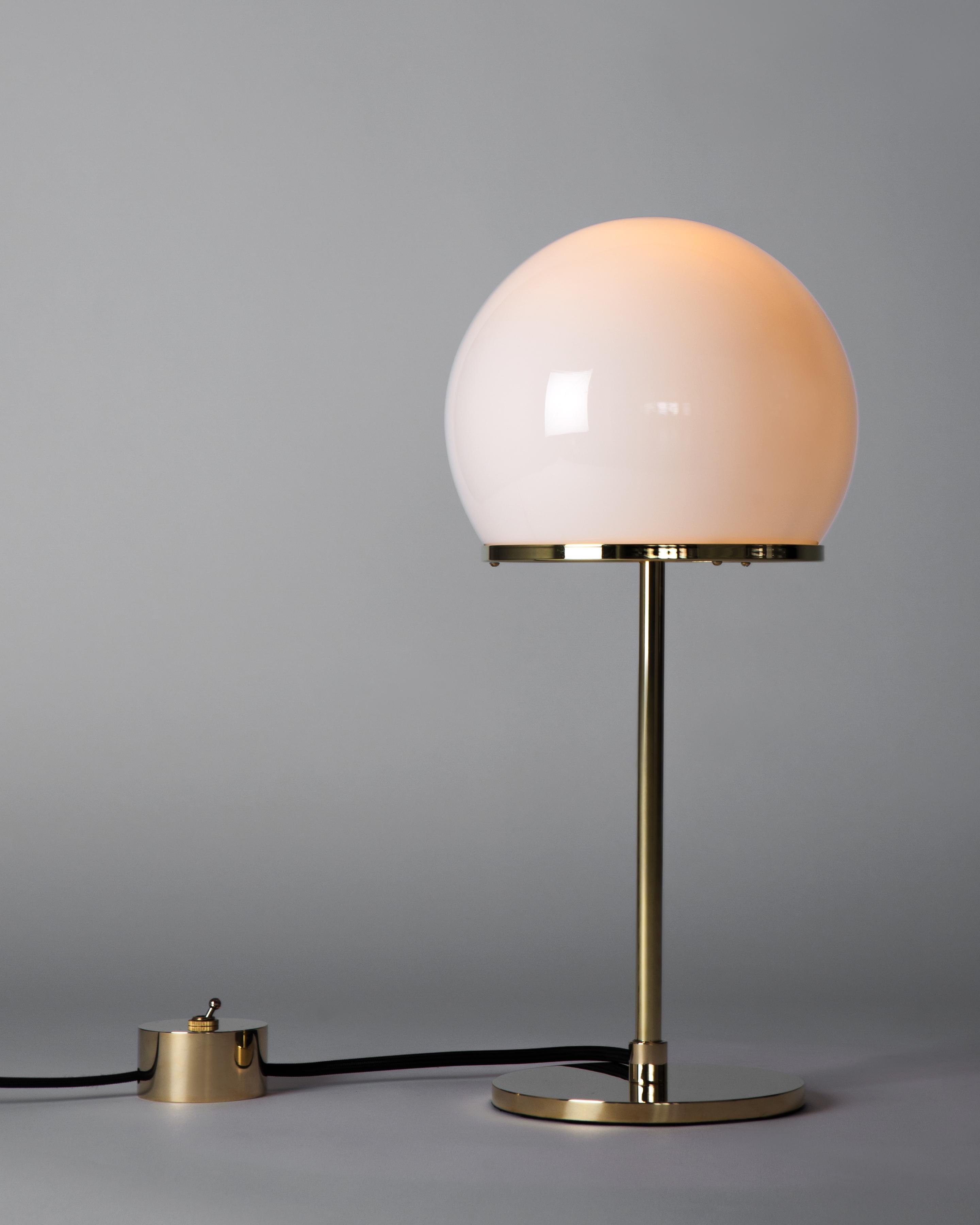 Ingersoll Table Lamp in Polished Brass with Milk Glass Shade by Remains Lighting In New Condition In New York, NY