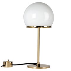 Ingersoll Table Lamp in Polished Brass with Milk Glass Shade by Remains Lighting