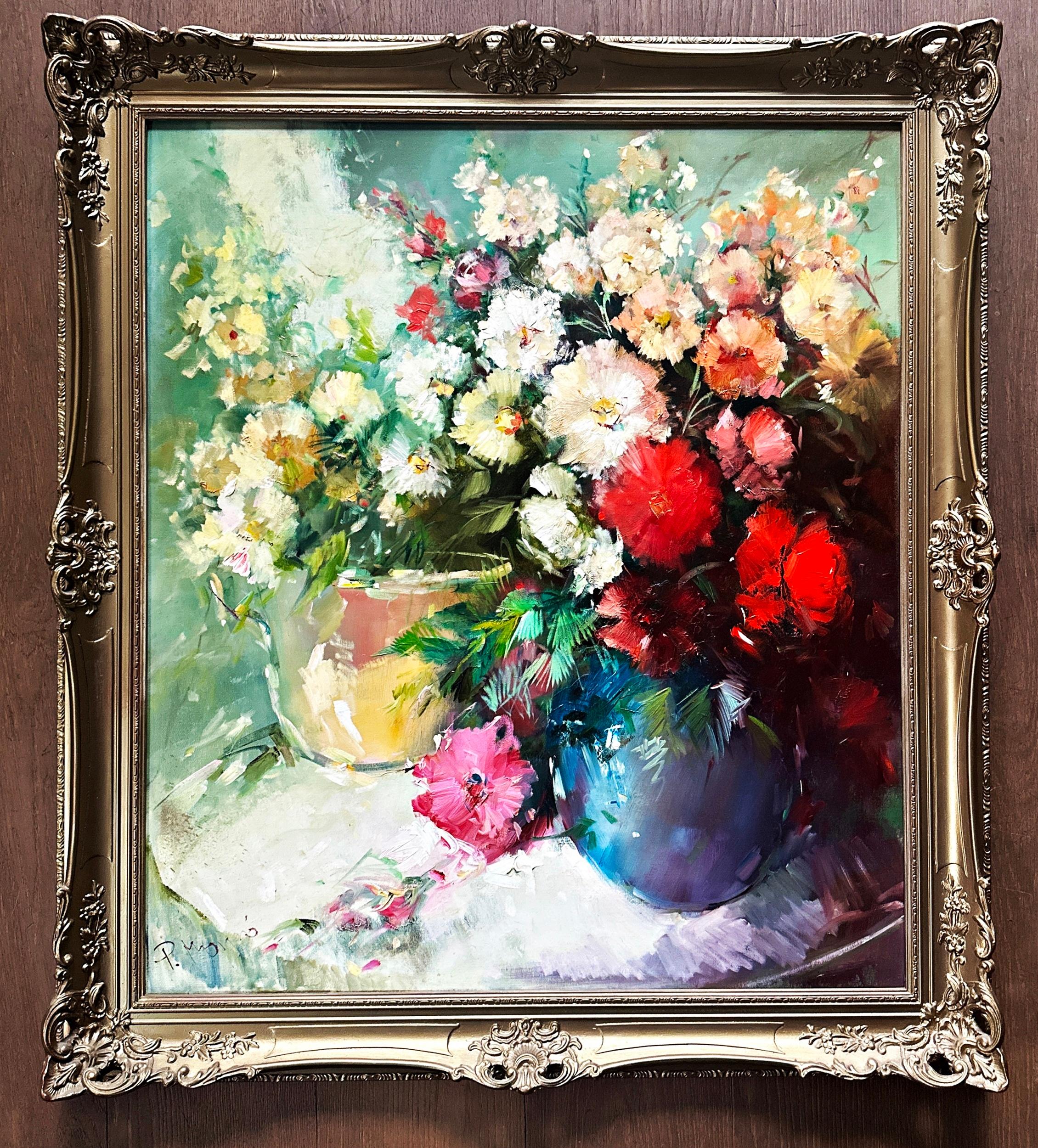 "Blumenstillleben Ölgemälde" Deutscher Impressionist, Henze-Morro
