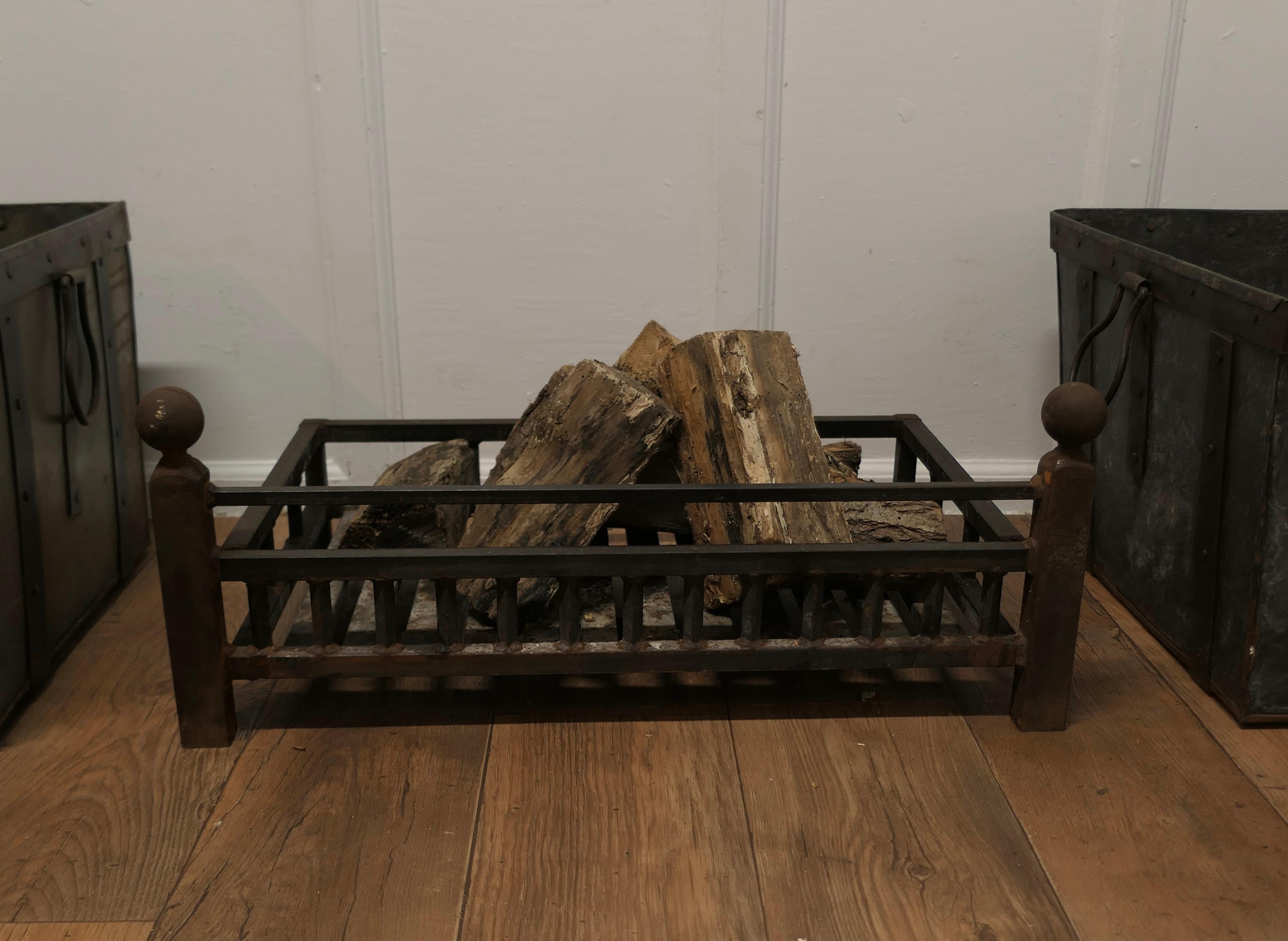 Adam Style Inglenook Iron Fire Grate    The grate is made in iron with rails all around  For Sale