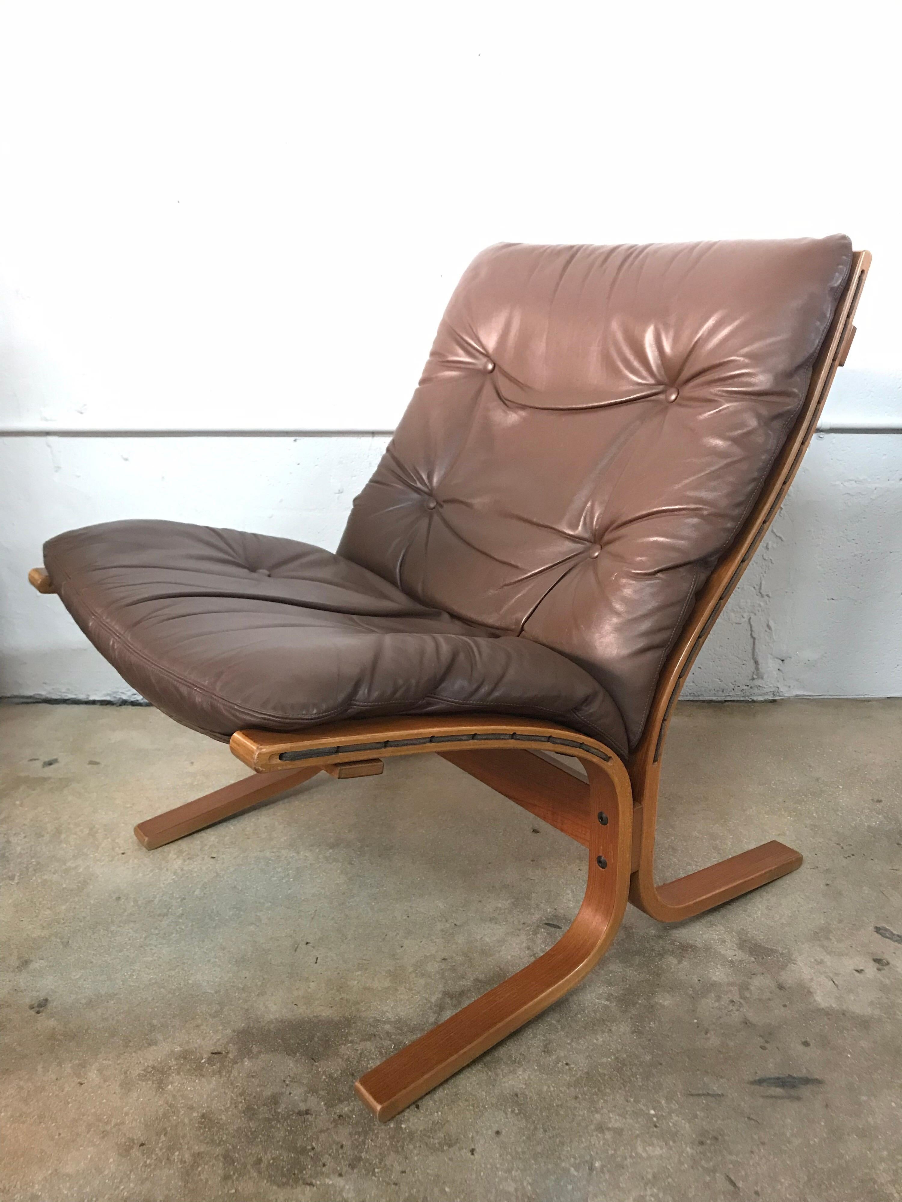 Mid-Century Modern Ingmar Relling Brown Leather Siesta Lounge Chair