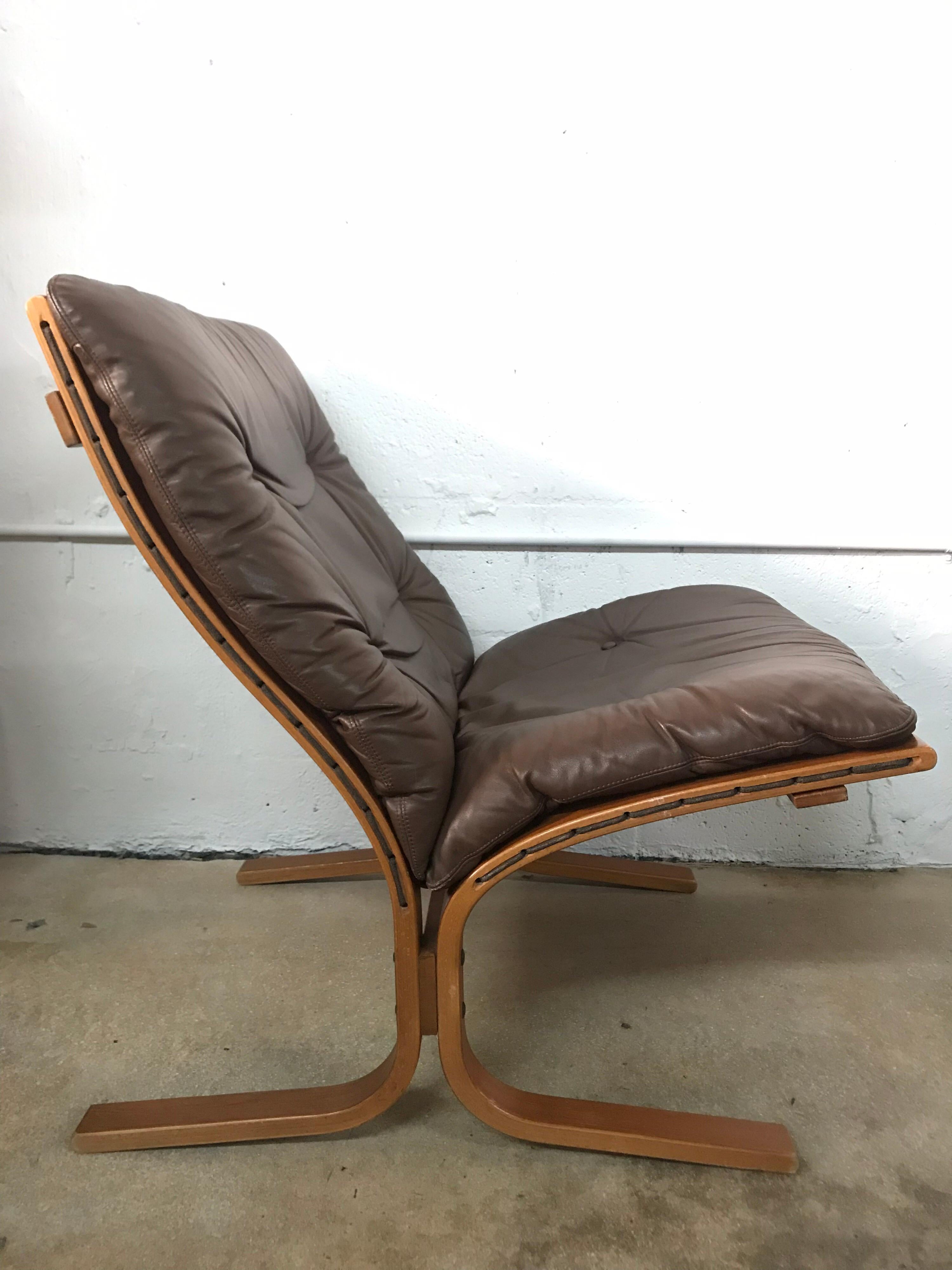 Norwegian Ingmar Relling Brown Leather Siesta Lounge Chair