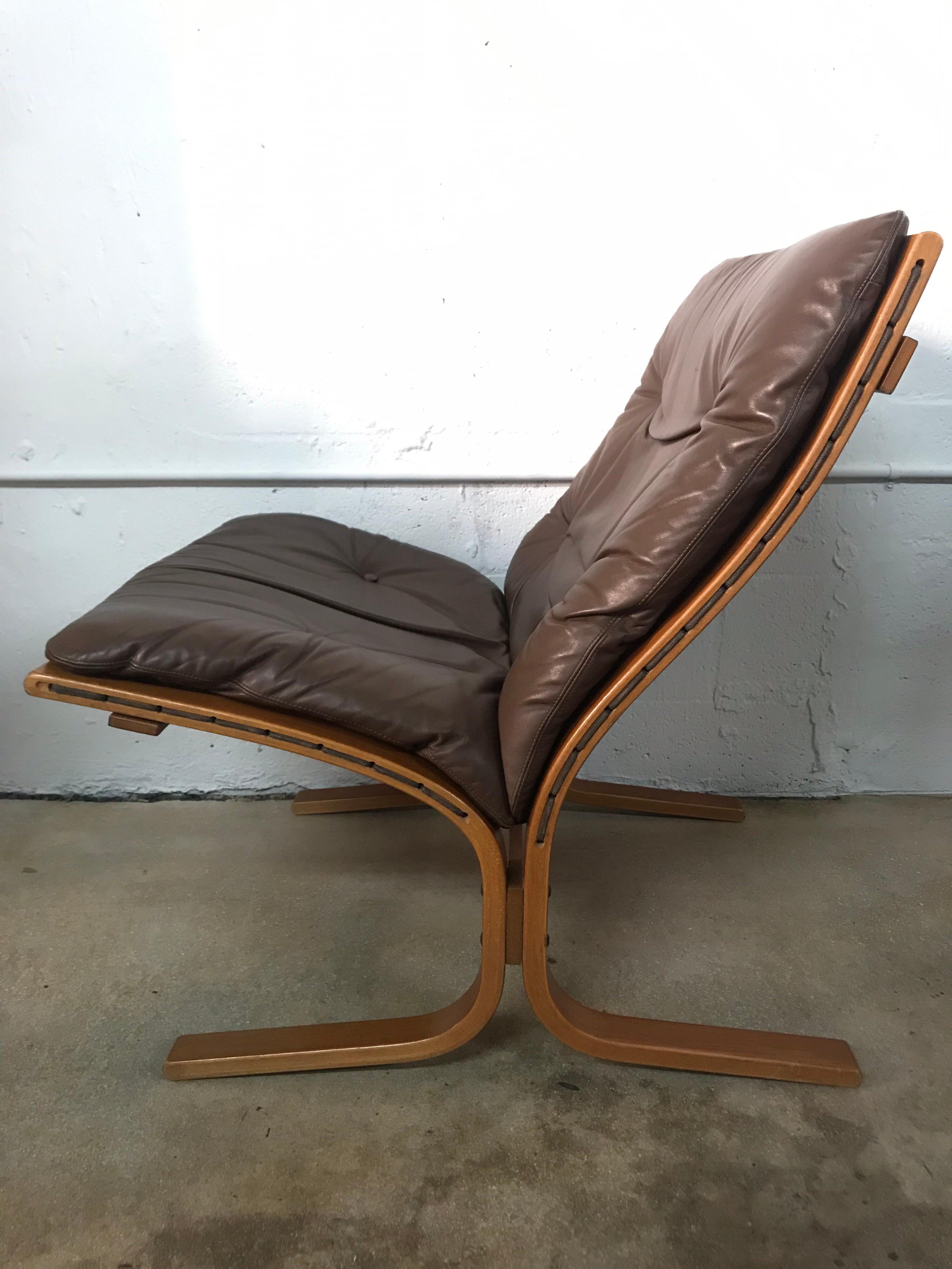 Ingmar Relling Brown Leather Siesta Lounge Chair In Good Condition In Miami, FL