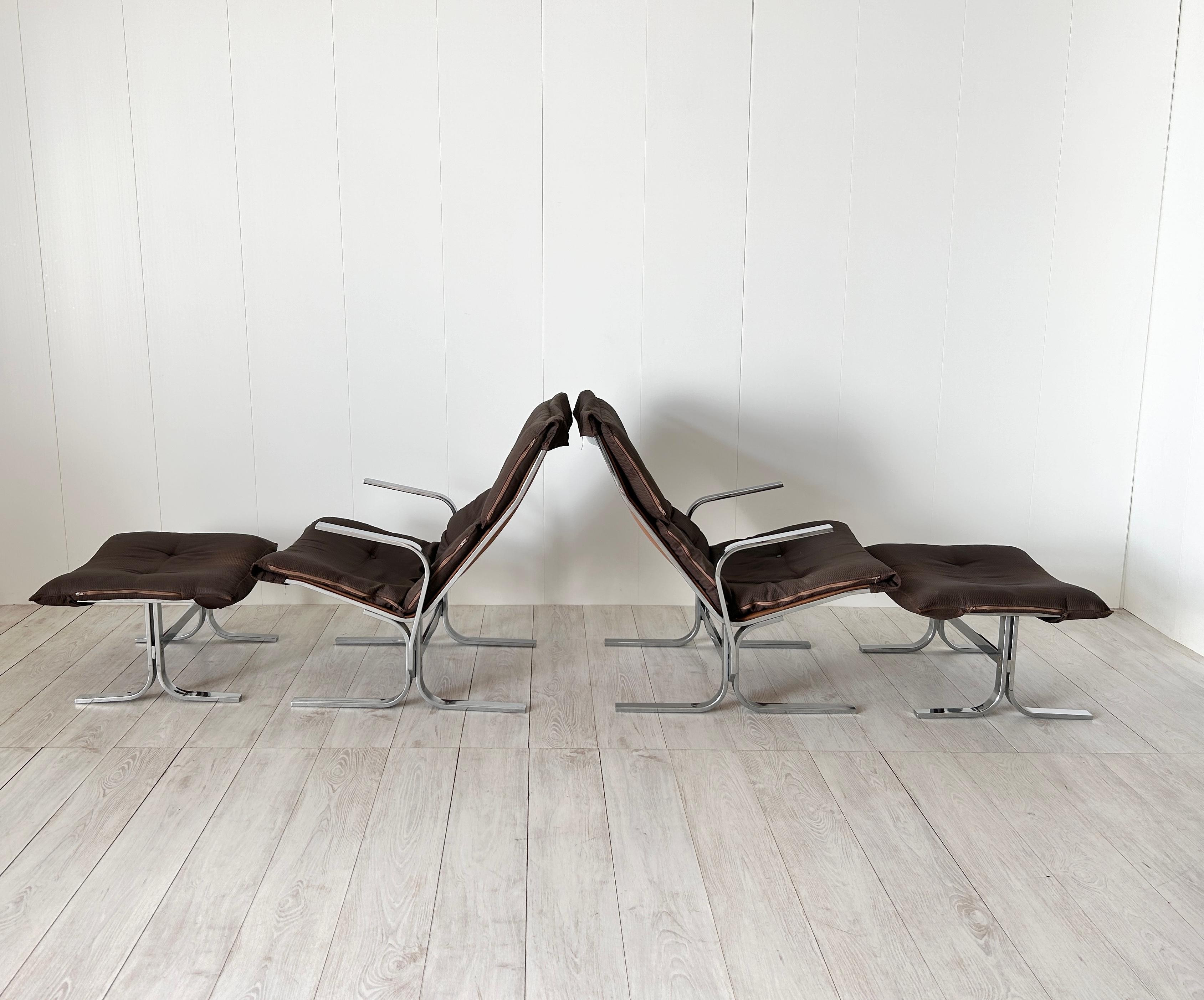Ingmar Relling, Coppia di poltrone con pouf mod. Siesta, anni '70 4