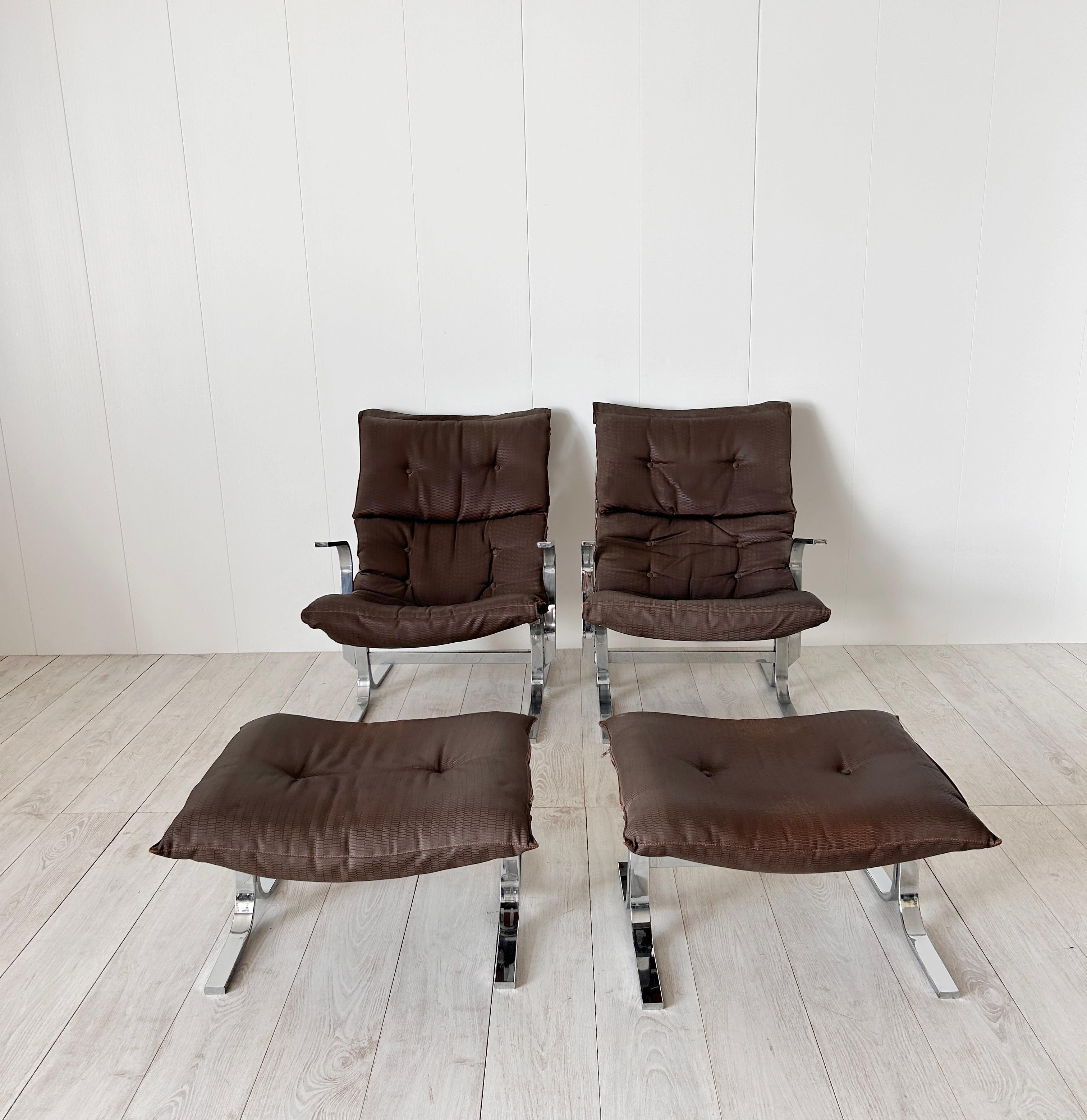 Ingmar Relling, Coppia di poltrone con pouf mod. Siesta, anni '70 5