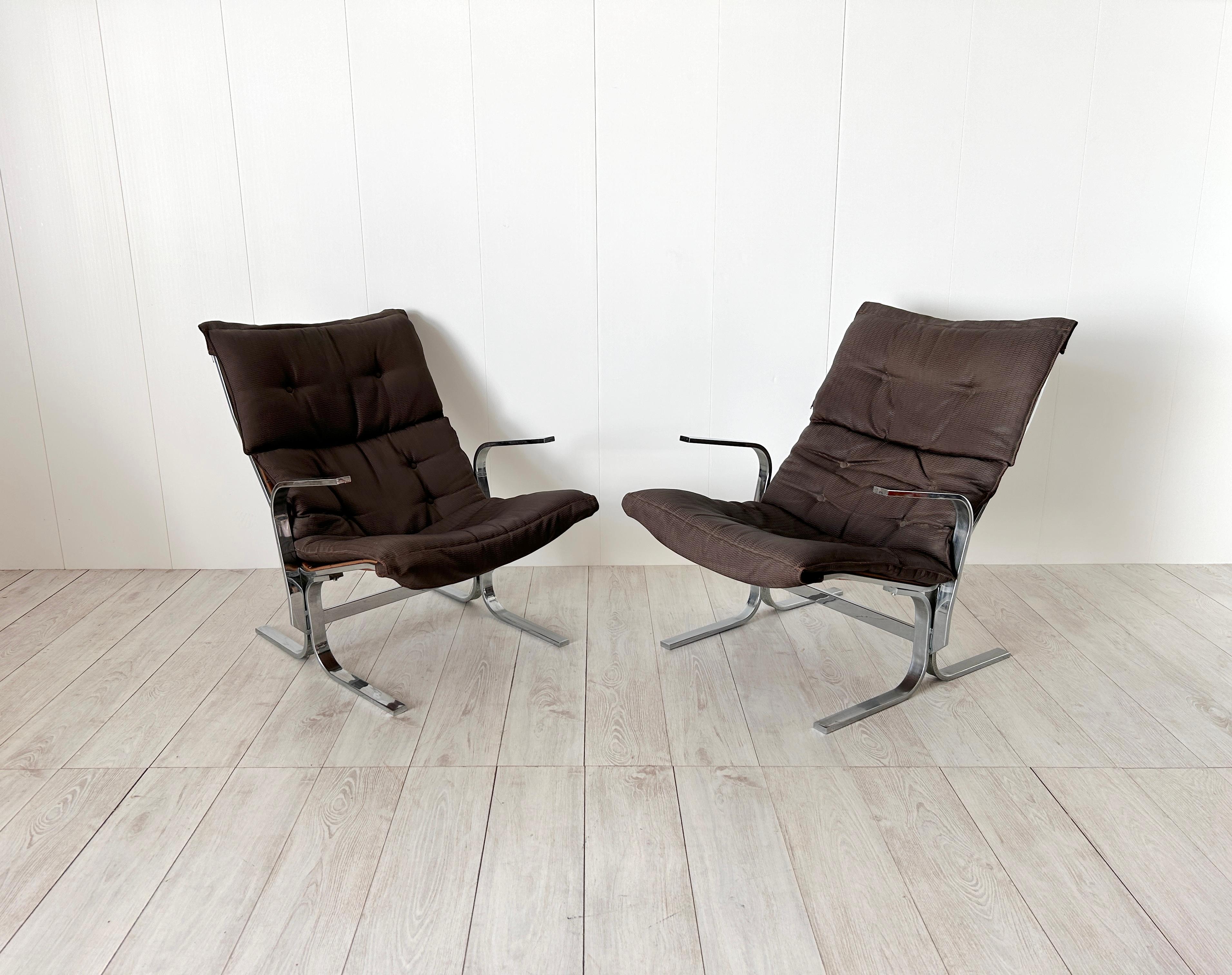 Late 20th Century Ingmar Relling, Coppia di poltrone con pouf mod. Siesta, anni '70