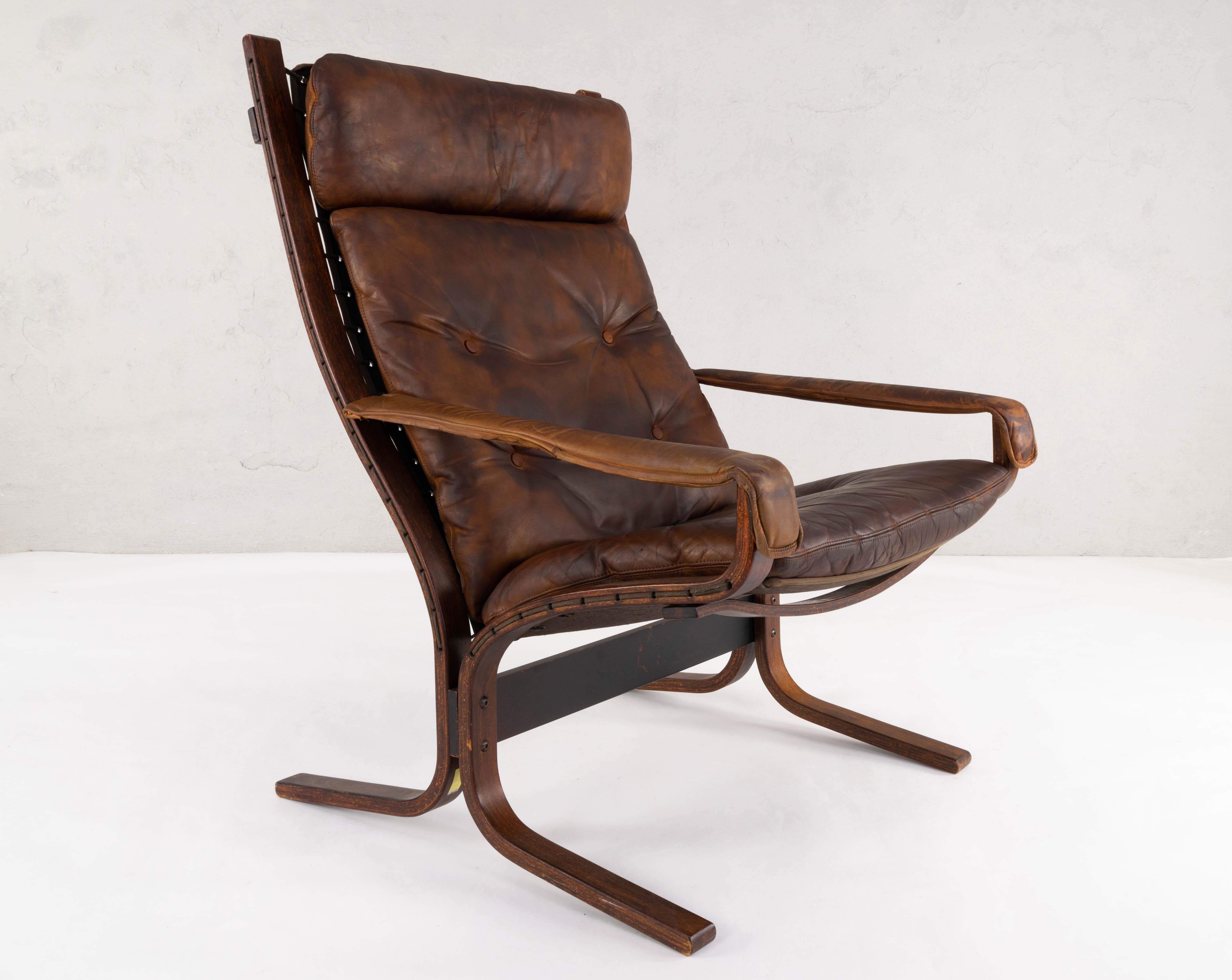 Ingmar Relling Danish Modern Siesta High Back and Armrests Chair by Westnofa In Good Condition In Escalona, Toledo