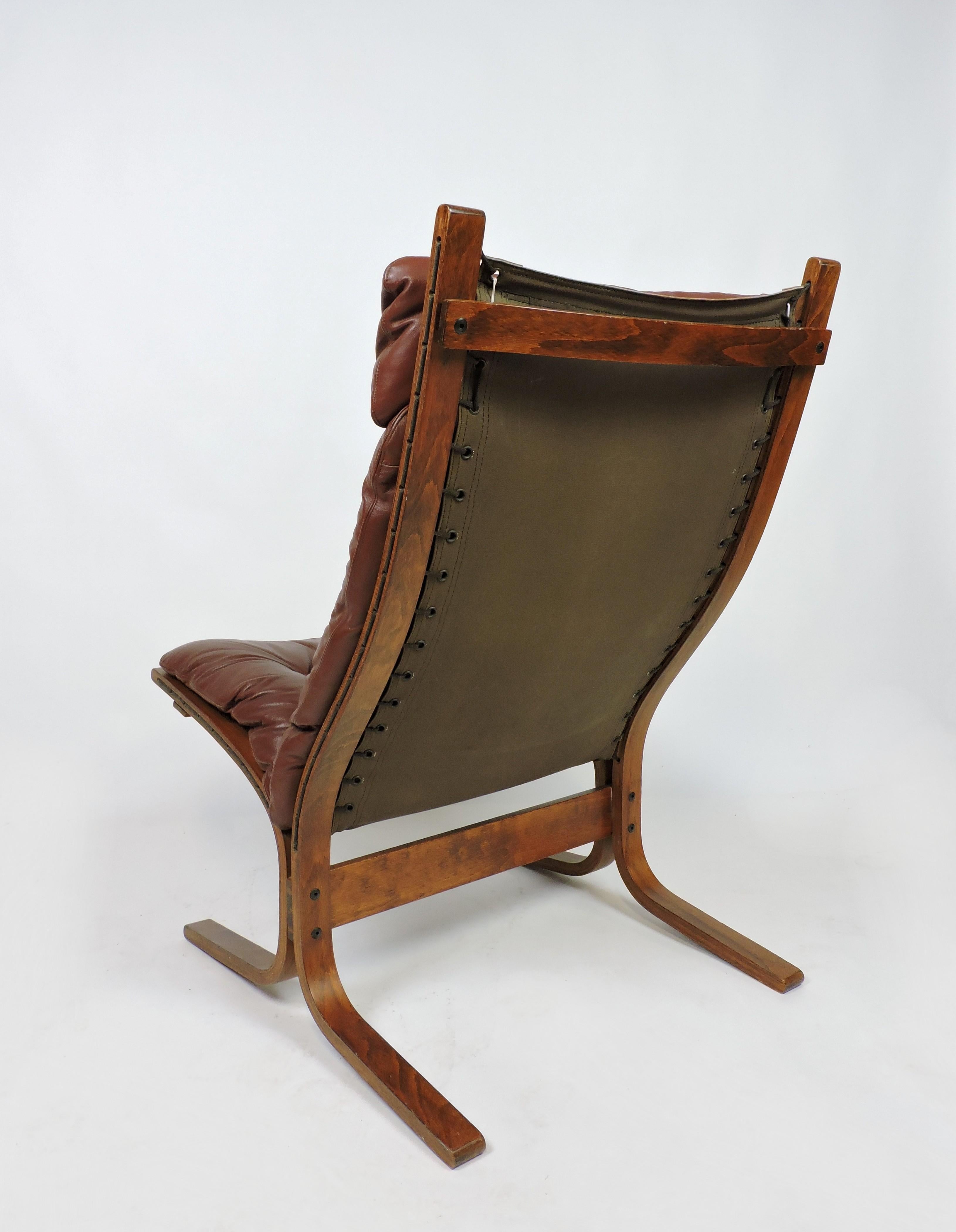 Ingmar Relling Danish Modern Siesta High Back Sling Lounge Chair by Westnofa In Good Condition In Chesterfield, NJ