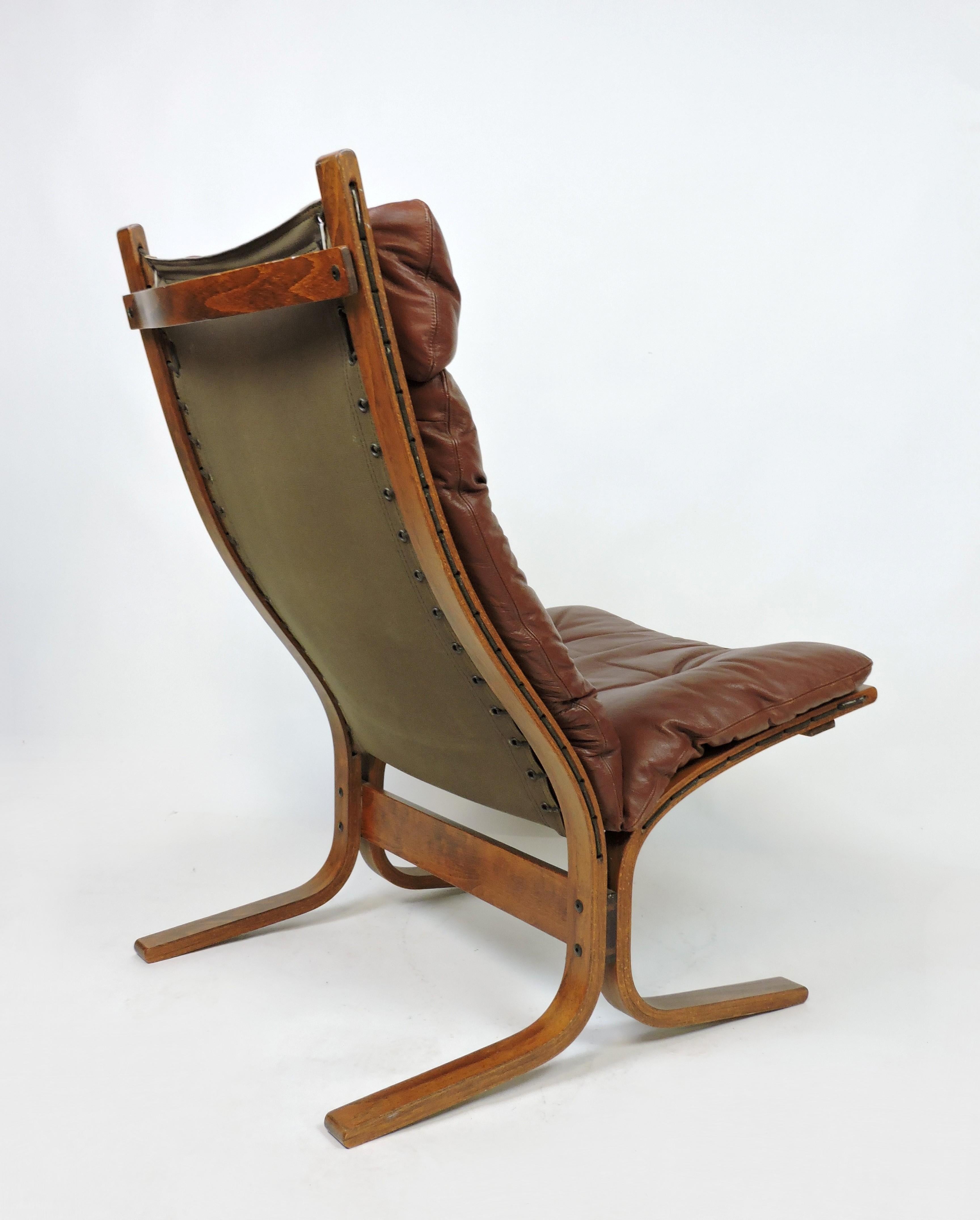 Leather Ingmar Relling Danish Modern Siesta High Back Sling Lounge Chair by Westnofa
