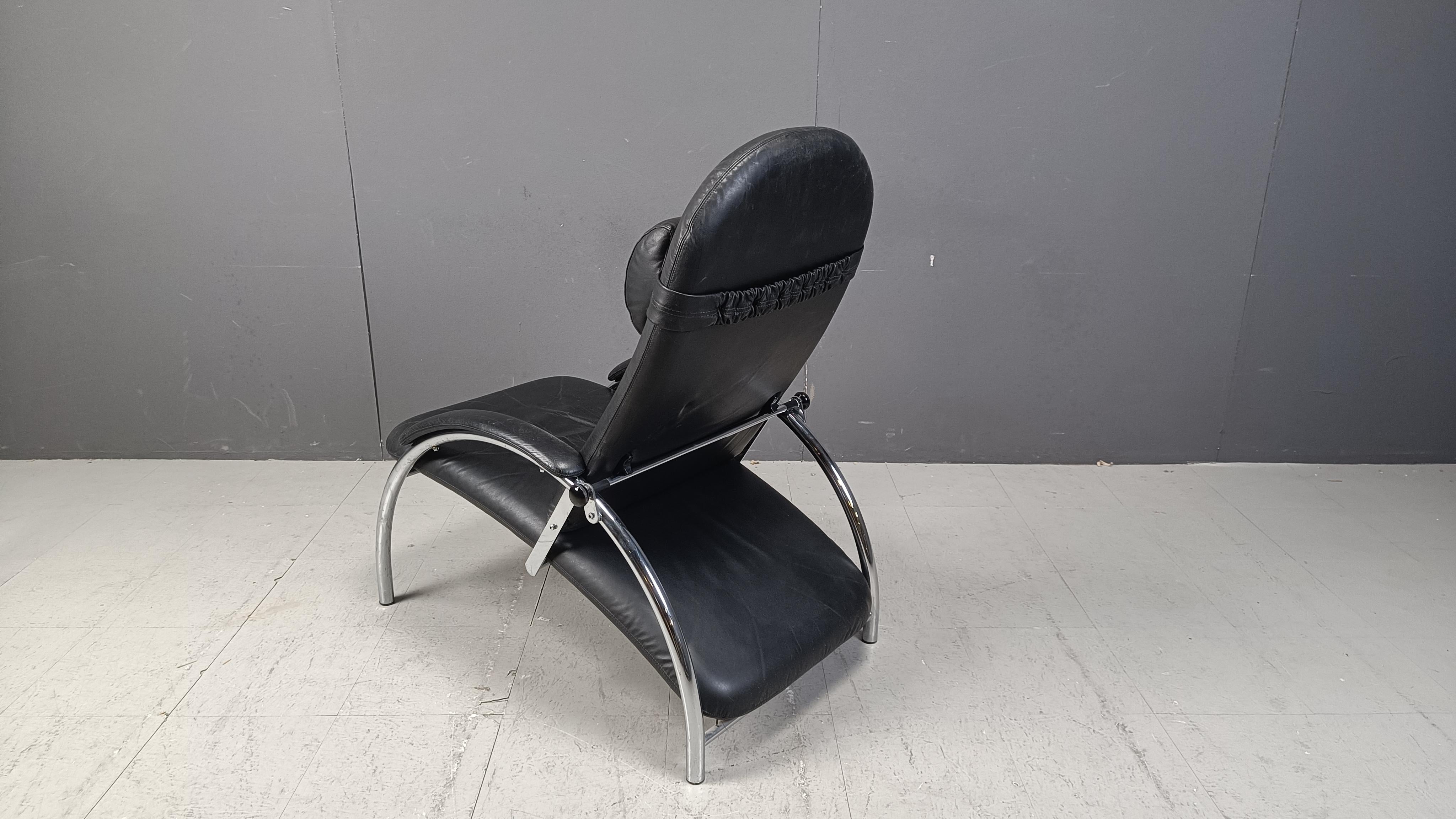 Leather Ingmar Relling for Vestlandske, armchair/relax chair 'Optima', 1980s For Sale