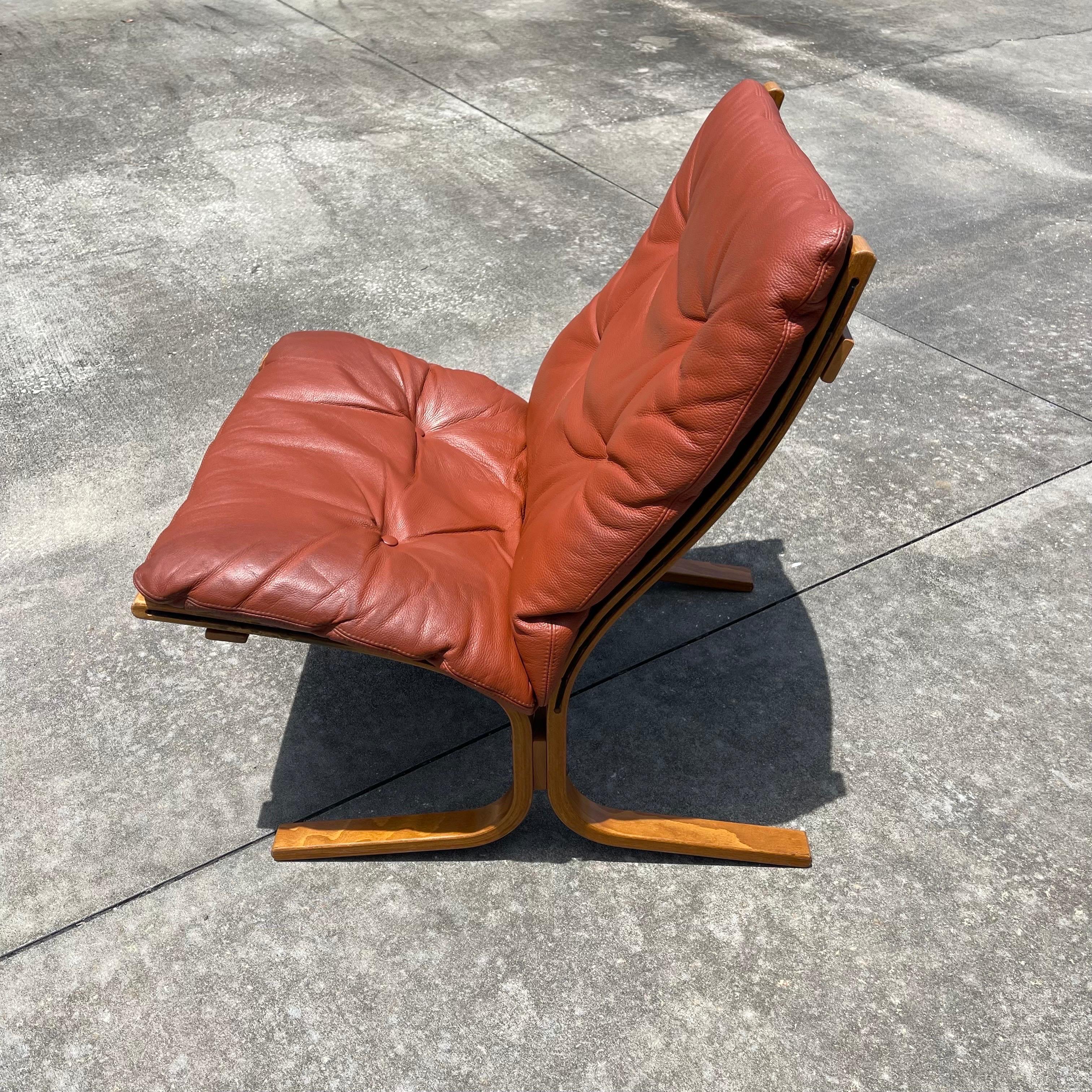 20th Century Ingmar Relling for Westnofa (attr) Bentwood Leather “Siesta” Sling Chair