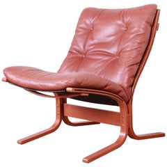 Vintage Ingmar Relling for Westnofa Bentwood Teak and Leather Siesta Lounge Chair