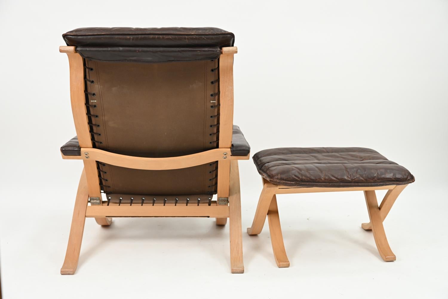 Cuir Ingmar Relling pour Westnofa fauteuil de salon et repose-pieds en cuir «lex » en vente