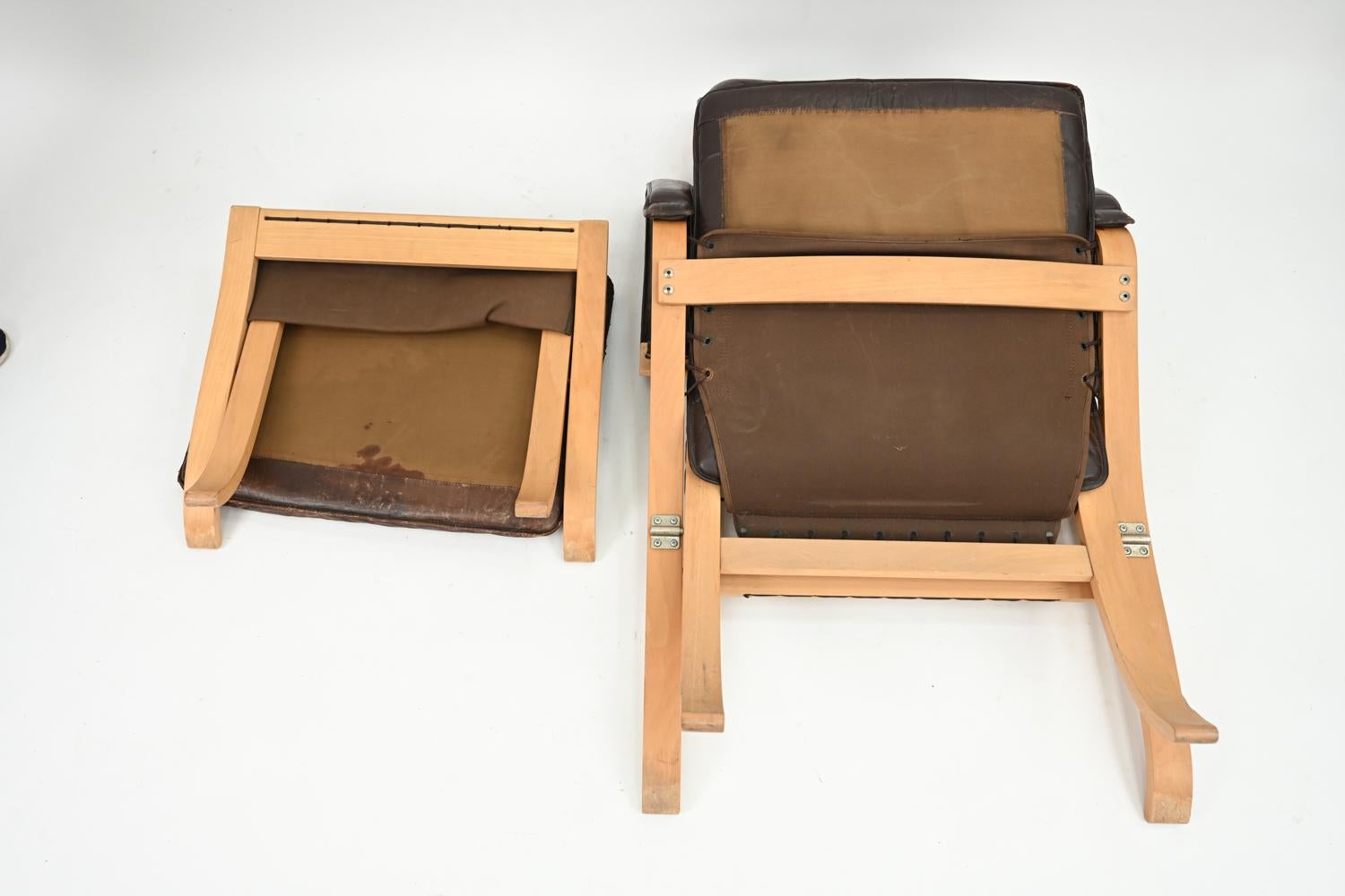 Ingmar Relling pour Westnofa fauteuil de salon et repose-pieds en cuir «lex » en vente 2