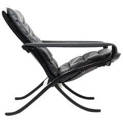 Ingmar Relling for Westnofa Flex Safari Chair in Black Leather