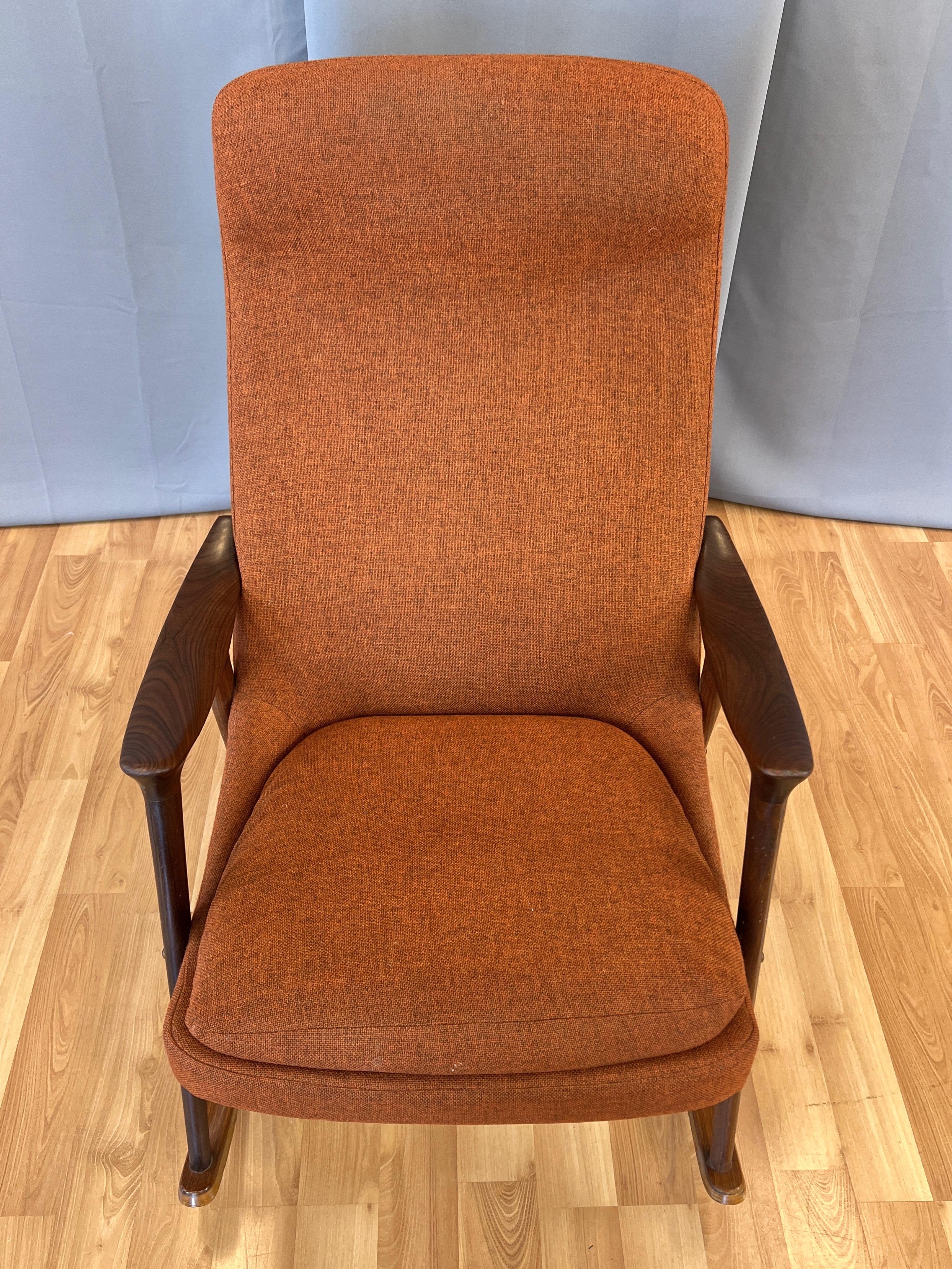 Hand-Carved Ingmar Relling for Westnofa High-Back Sculptural Teak Rocking Chair, 1960s For Sale