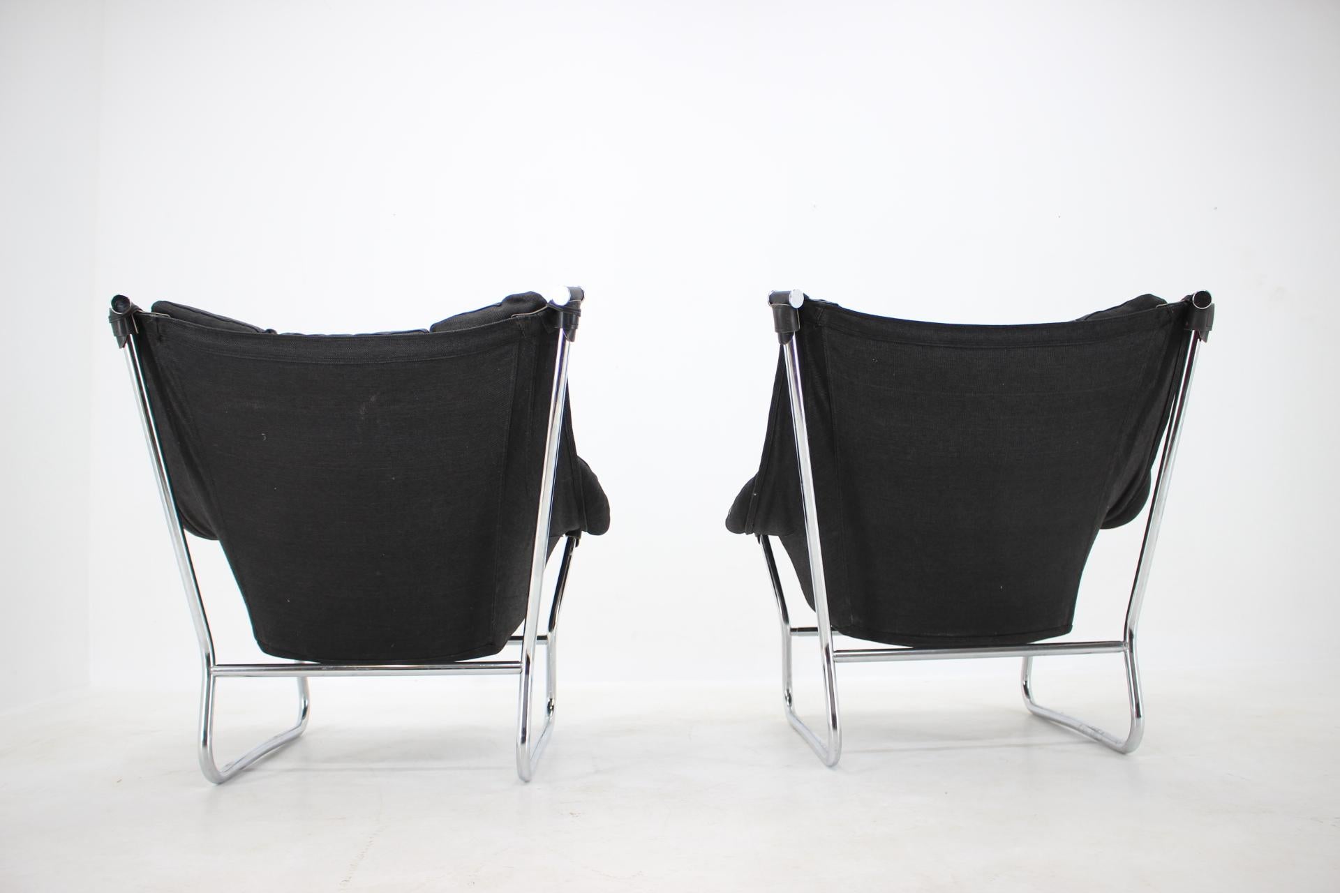 Ingmar Relling for Westnofa Leather and Chrome Armchairs, 1970s 1