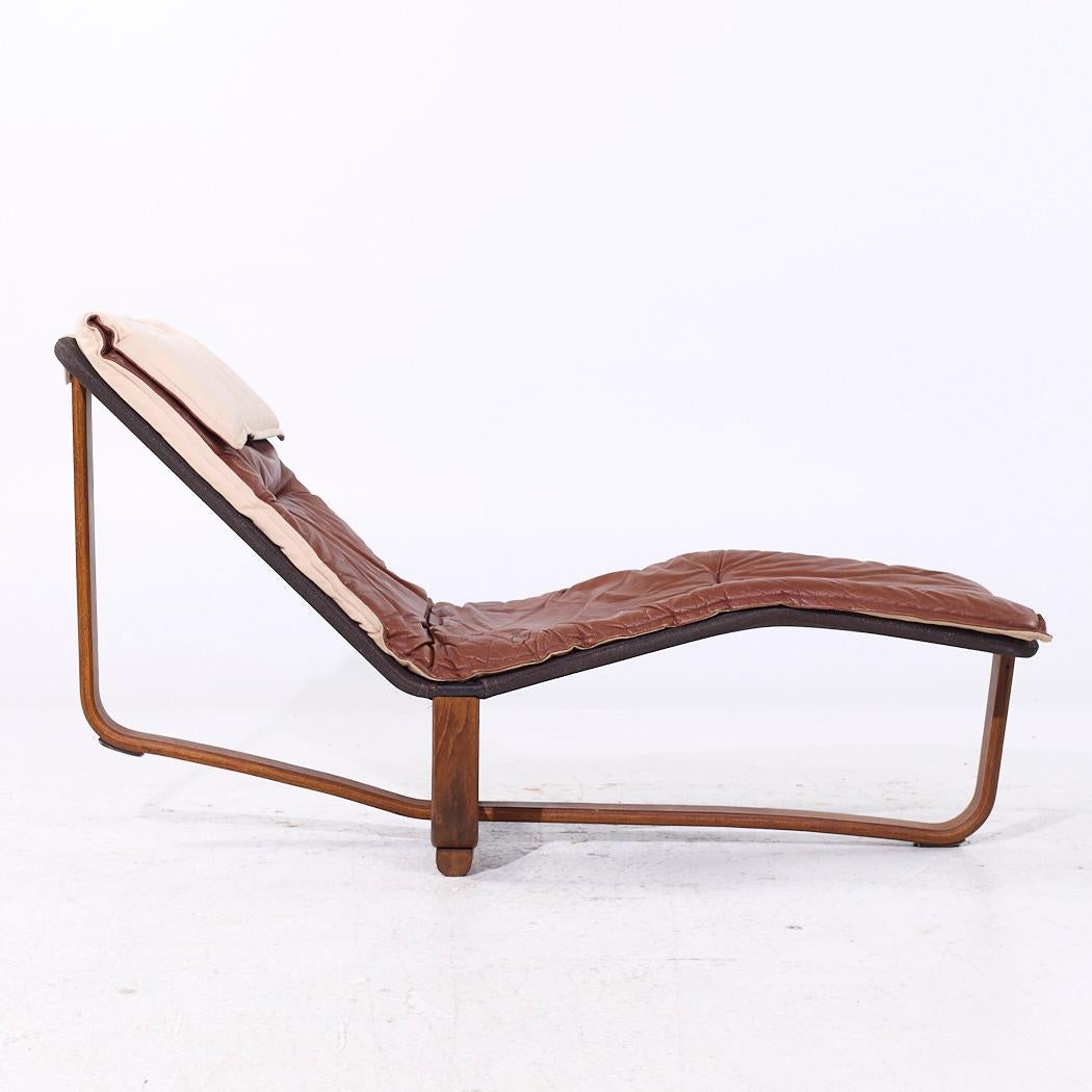 Ingmar Relling per Westnofa MCM Chaise reversibile in pelle e lana in vendita 1