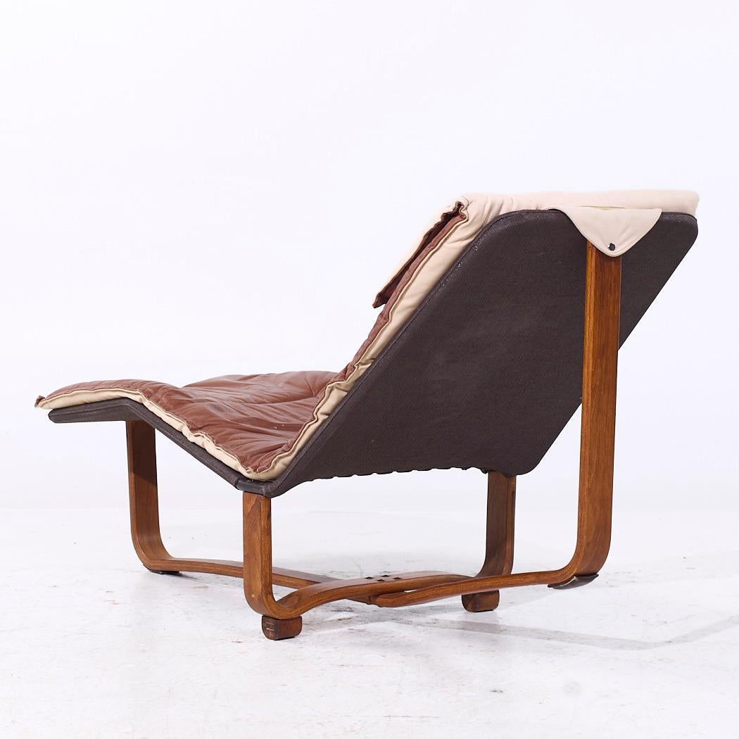 Ingmar Relling per Westnofa MCM Chaise reversibile in pelle e lana In condizioni buone in vendita a Countryside, IL