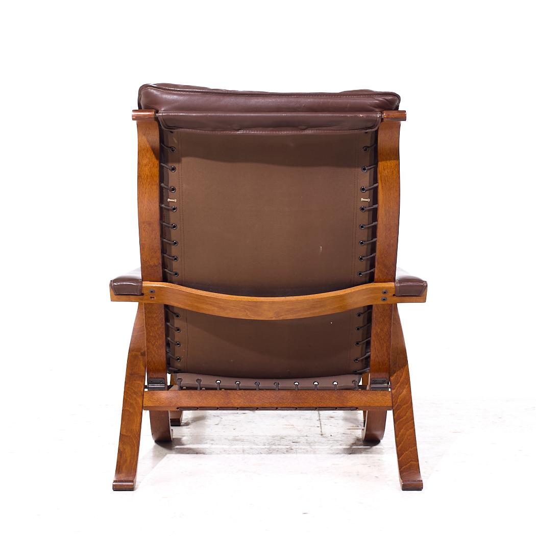 Late 20th Century Ingmar Relling for Westnofa Mid Century Leather Lounge Chair and Ottoman