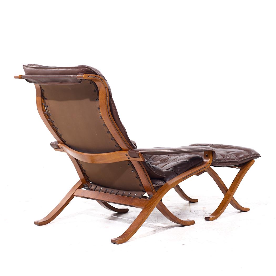 Ingmar Relling for Westnofa Mid Century Leather Lounge Chair and Ottoman 1