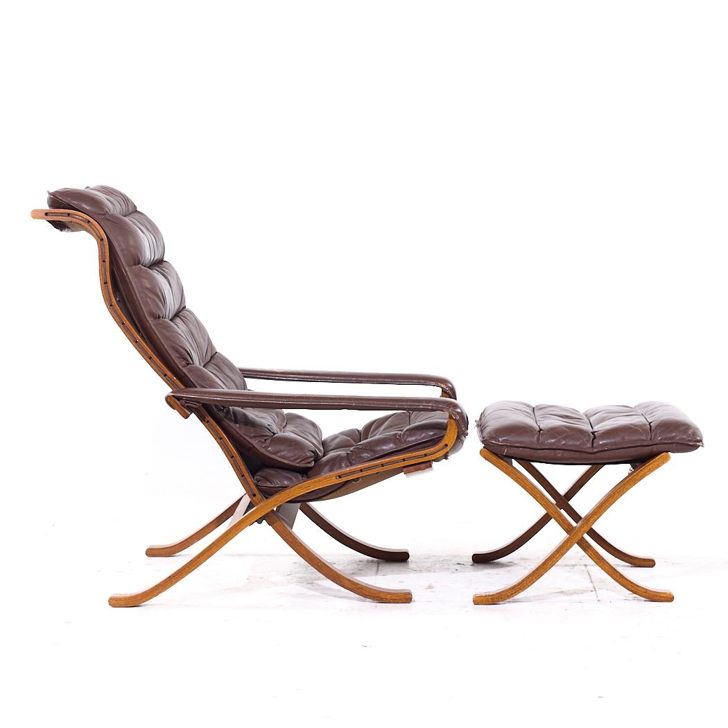 Ingmar Relling for Westnofa Mid Century Leather Lounge Chair and Ottoman 2