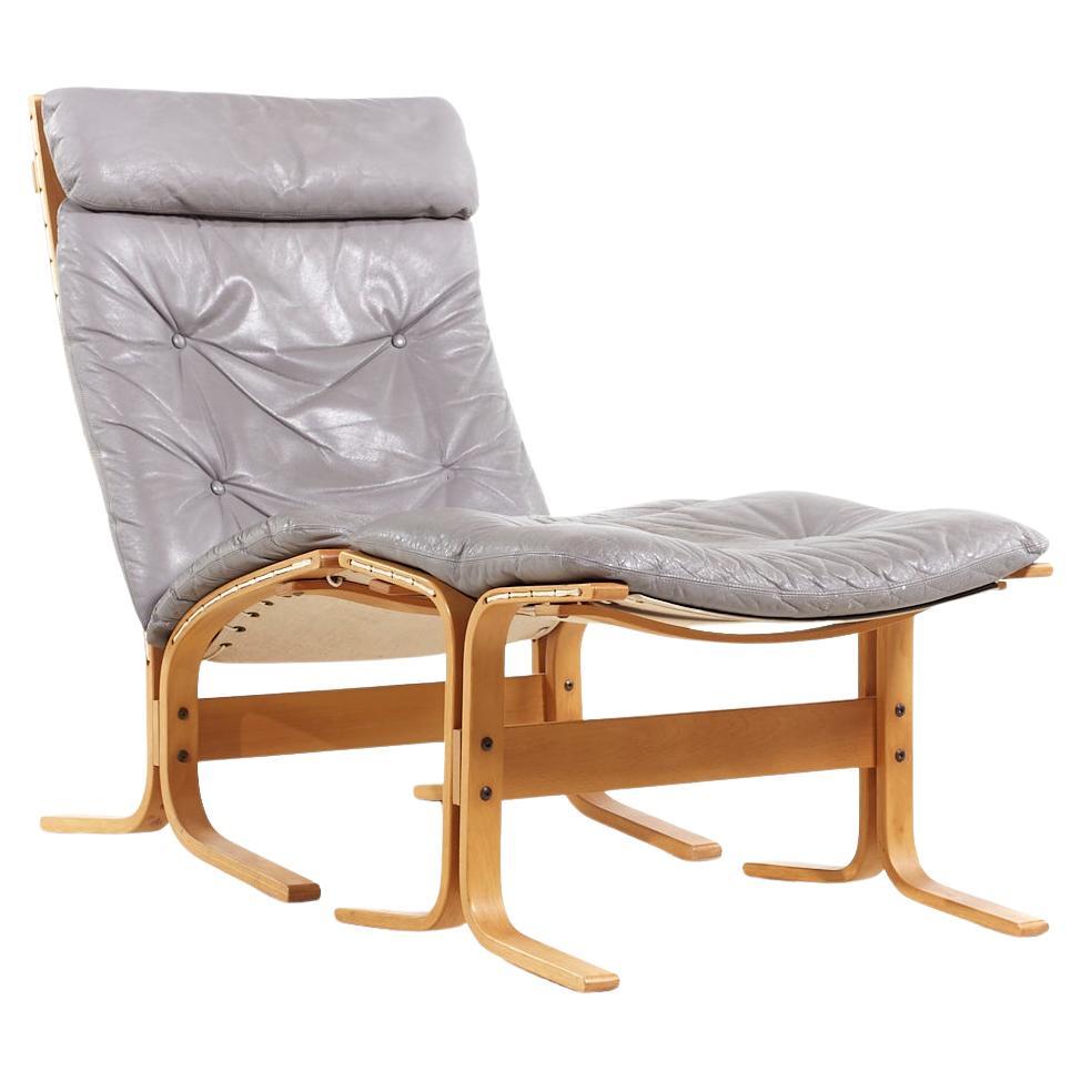 Ingmar Relling for Westnofa Mid Century Leather Siesta Lounge Chair with Ottoman (Chaise longue en cuir du milieu du siècle avec ottoman) en vente