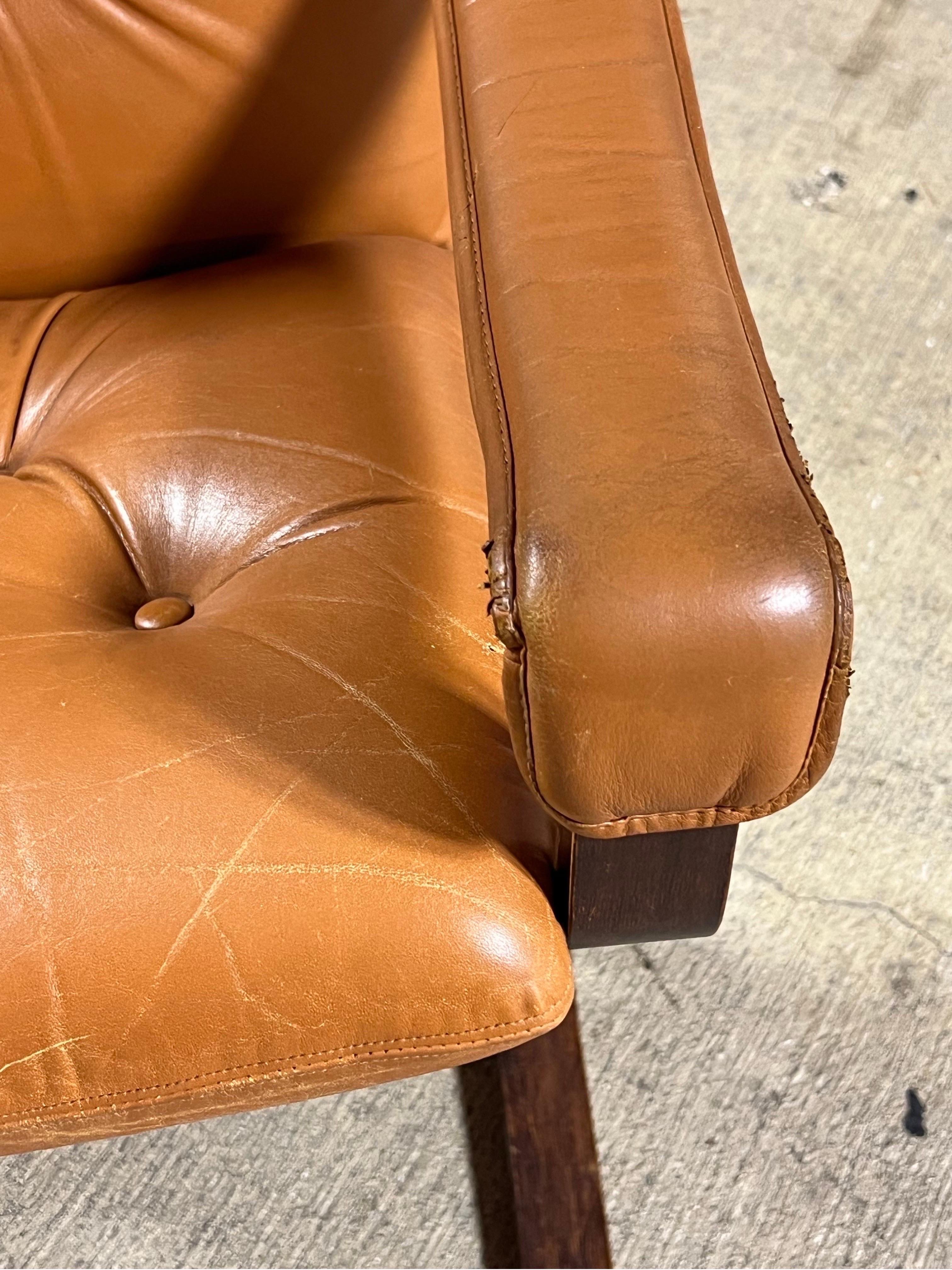 Swedish Ingmar Relling for Westnofa Siesta Mid Century Leather Lounge Chair