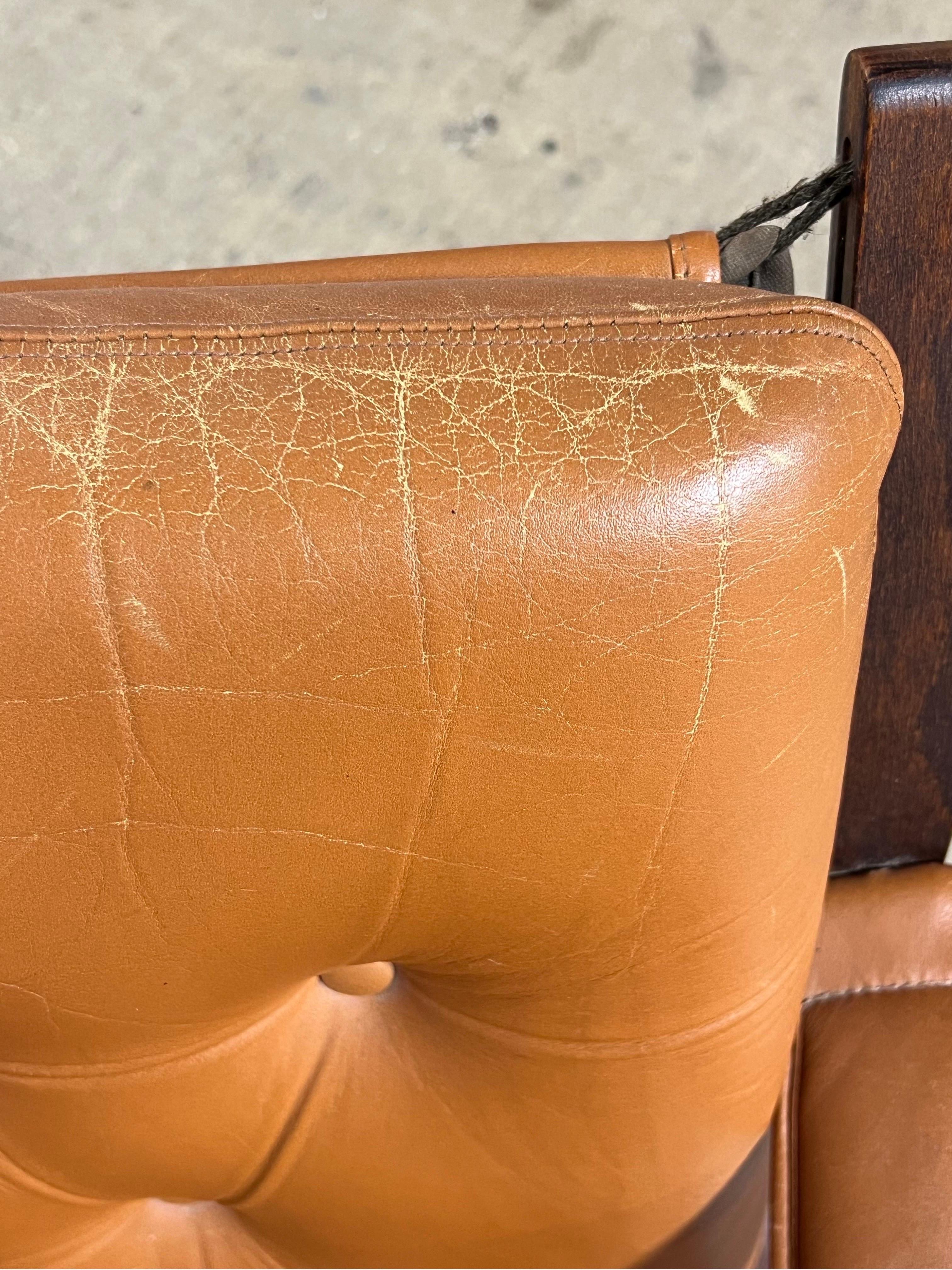 Ingmar Relling for Westnofa Siesta Mid Century Leather Lounge Chair In Good Condition In Esperance, NY