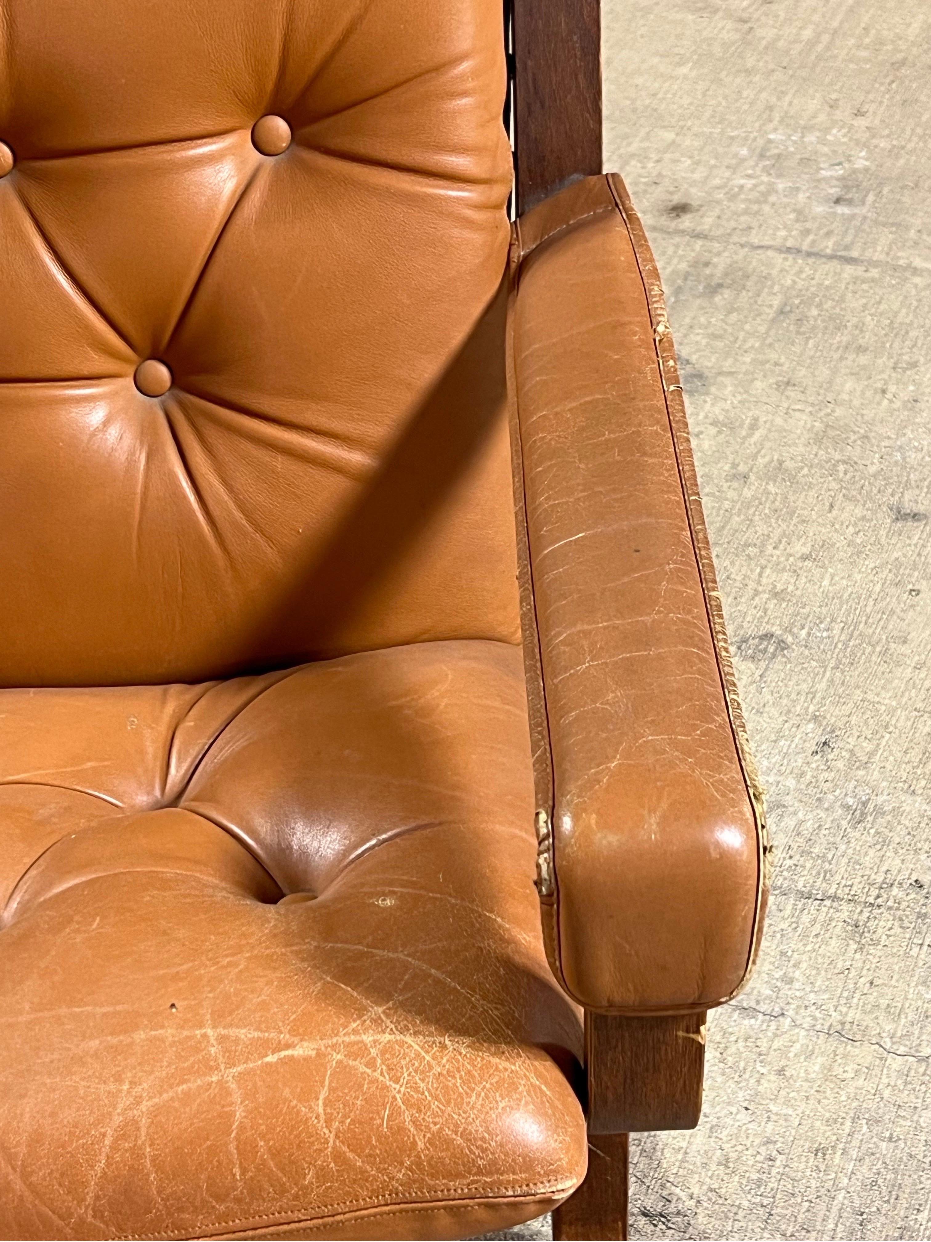 Ingmar Relling for Westnofa Siesta Mid Century Leather Lounge Chair In Good Condition In Esperance, NY