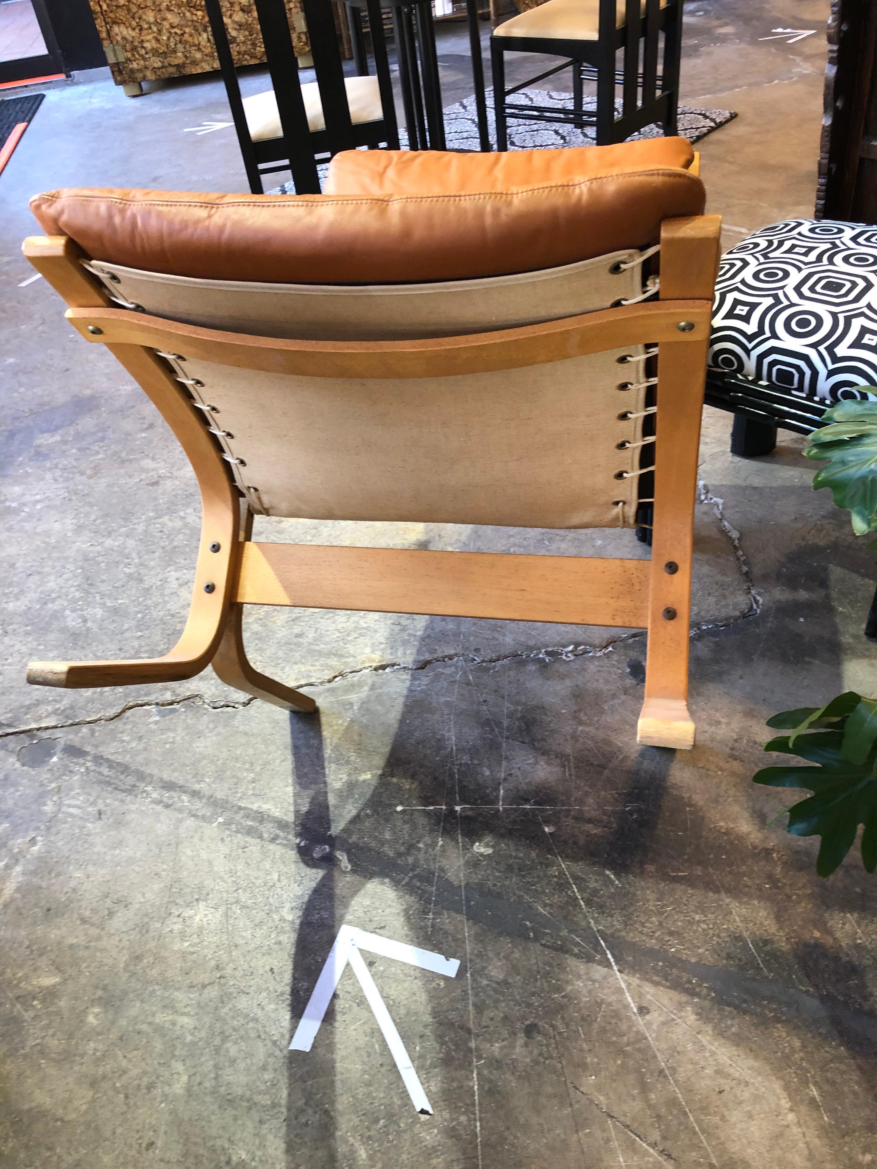 Mid-20th Century Ingmar Relling for Westnofa Teak and Leather Siesta Lounge Chair and Ottoman